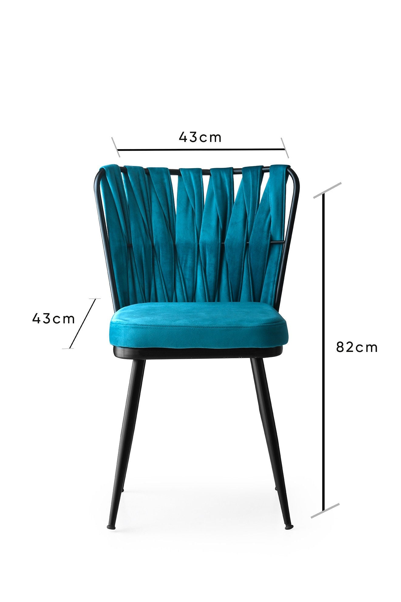 Set of 4 Kuşaklı 228 Velvet Dining Chairs in Black and Blue – product image 7