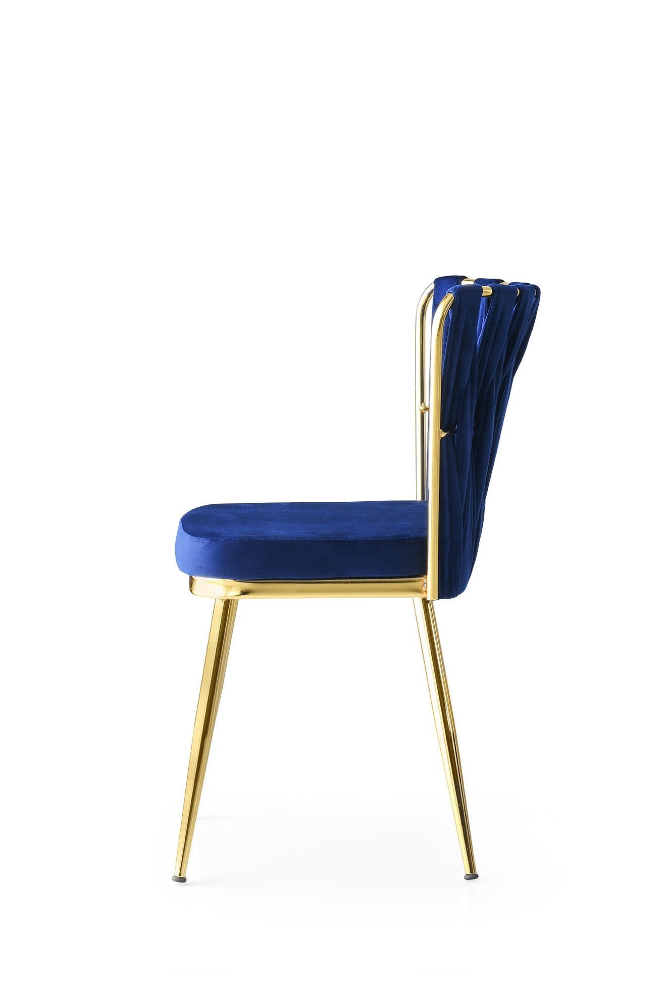 Set of 4 Kuşaklı 209 Velvet Dining Chairs in Gold and Navy Blue – product image 3