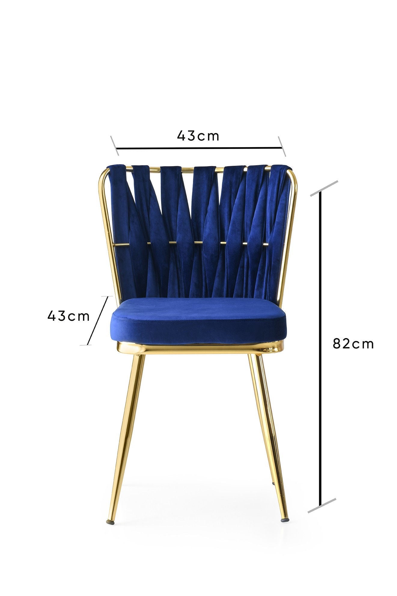 Set of 4 Kuşaklı 209 Velvet Dining Chairs in Gold and Navy Blue – product image 7