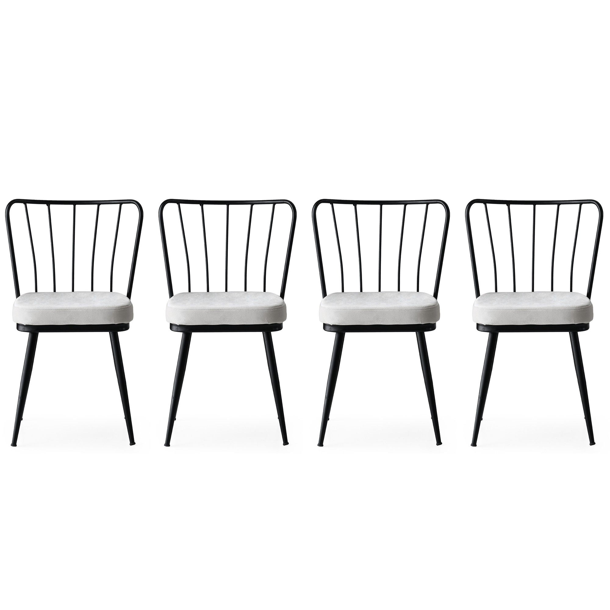 Set of 4 Yıldız 940 Velvet Dining Chairs in Black