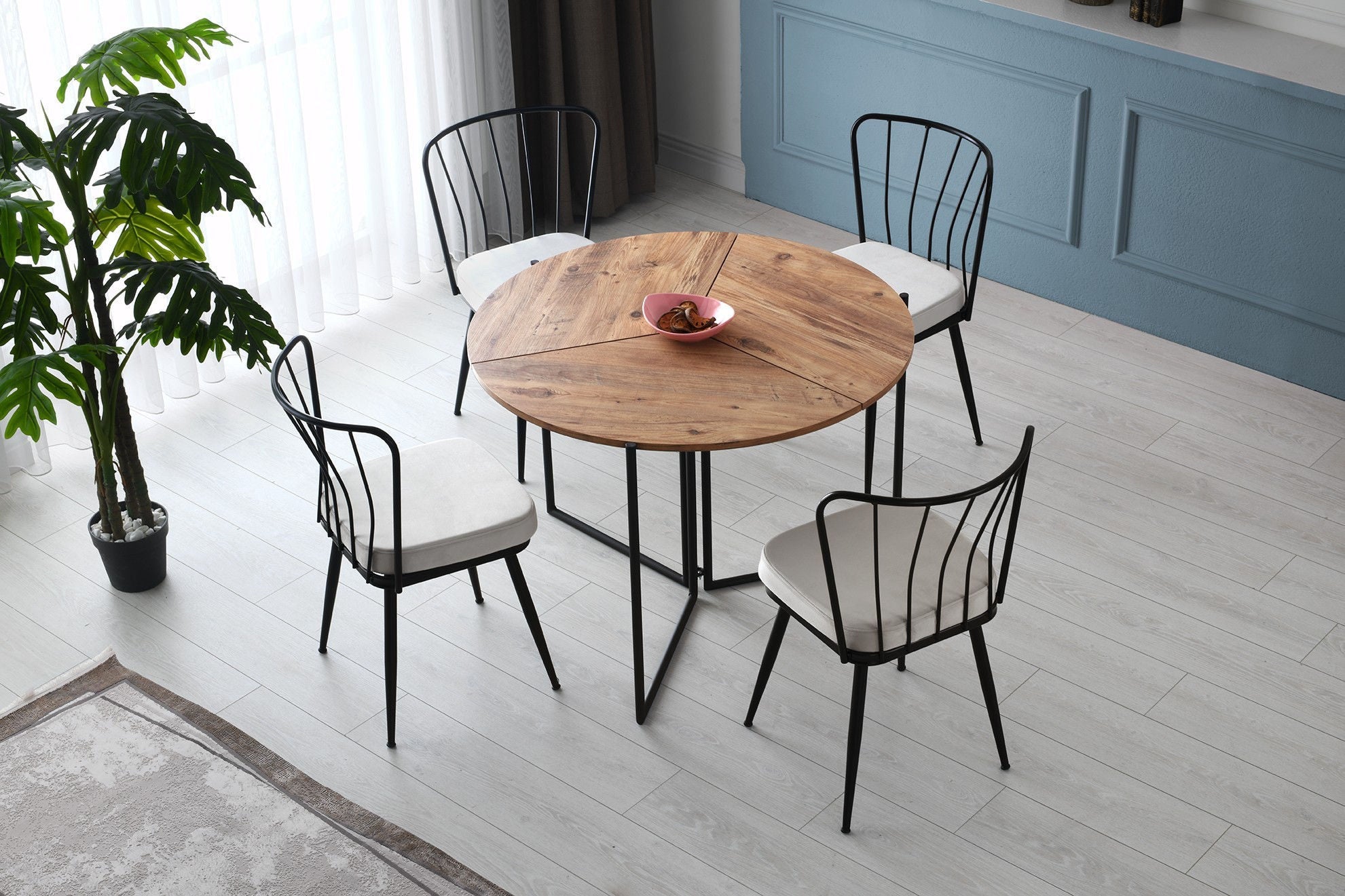 Set of 4 Yıldız 940 Velvet Dining Chairs in Black – product image 6