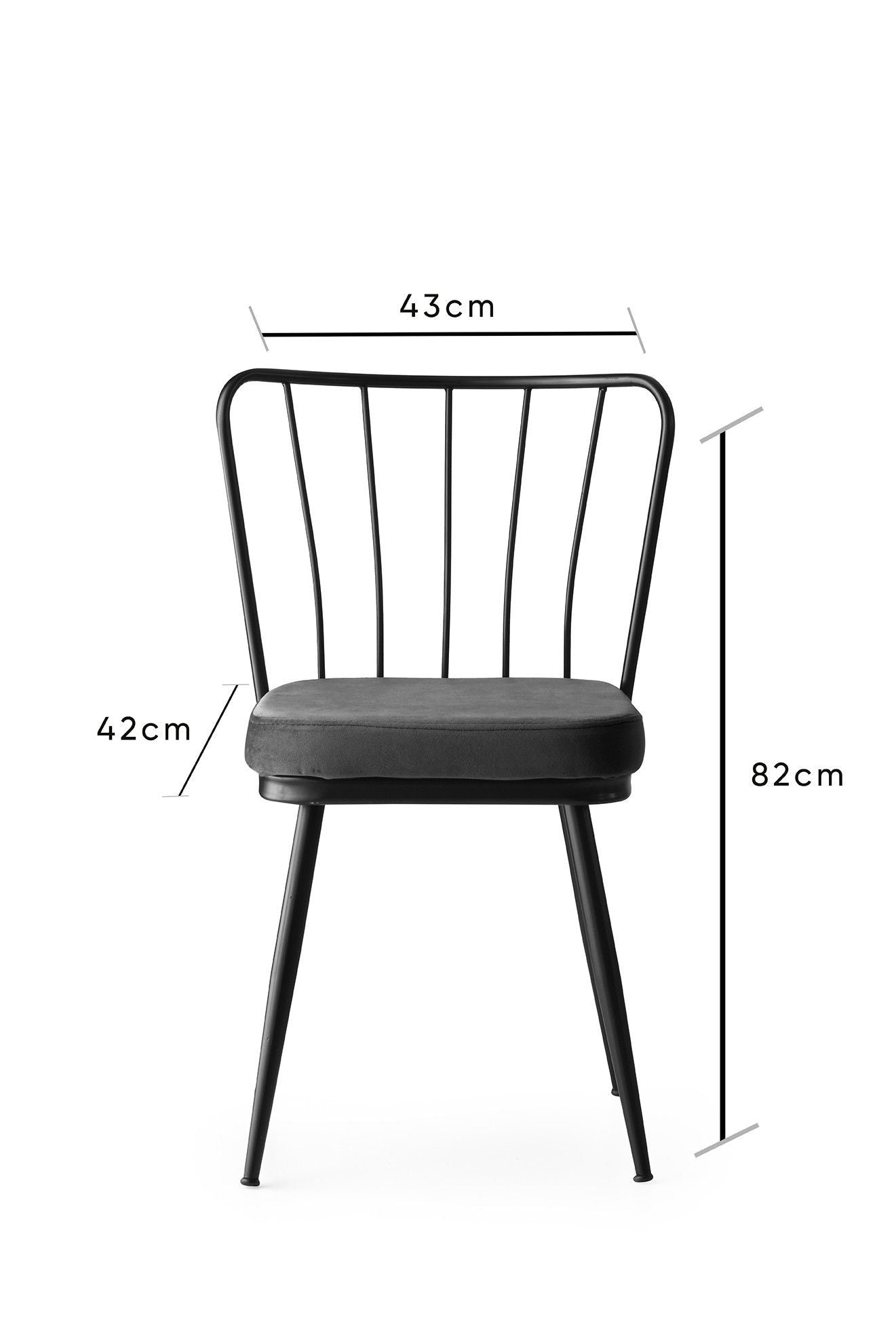 Set of 2 Yıldız 942 Velvet Dining Chairs in Black – product image 7