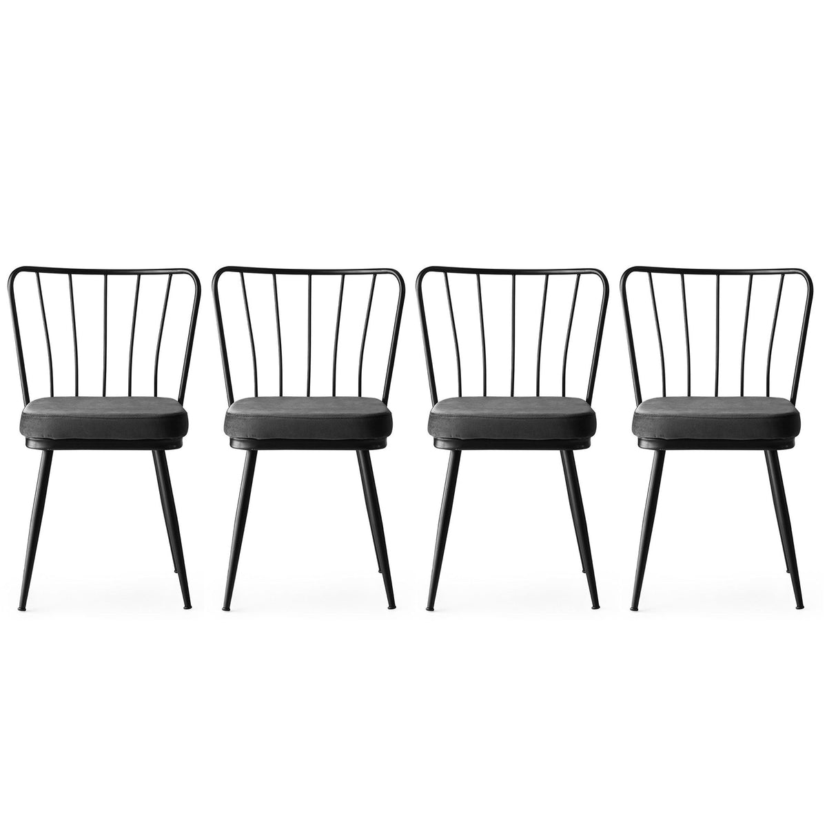 Set of 4 Yıldız 942 Velvet Dining Chairs in Black – product image 1
