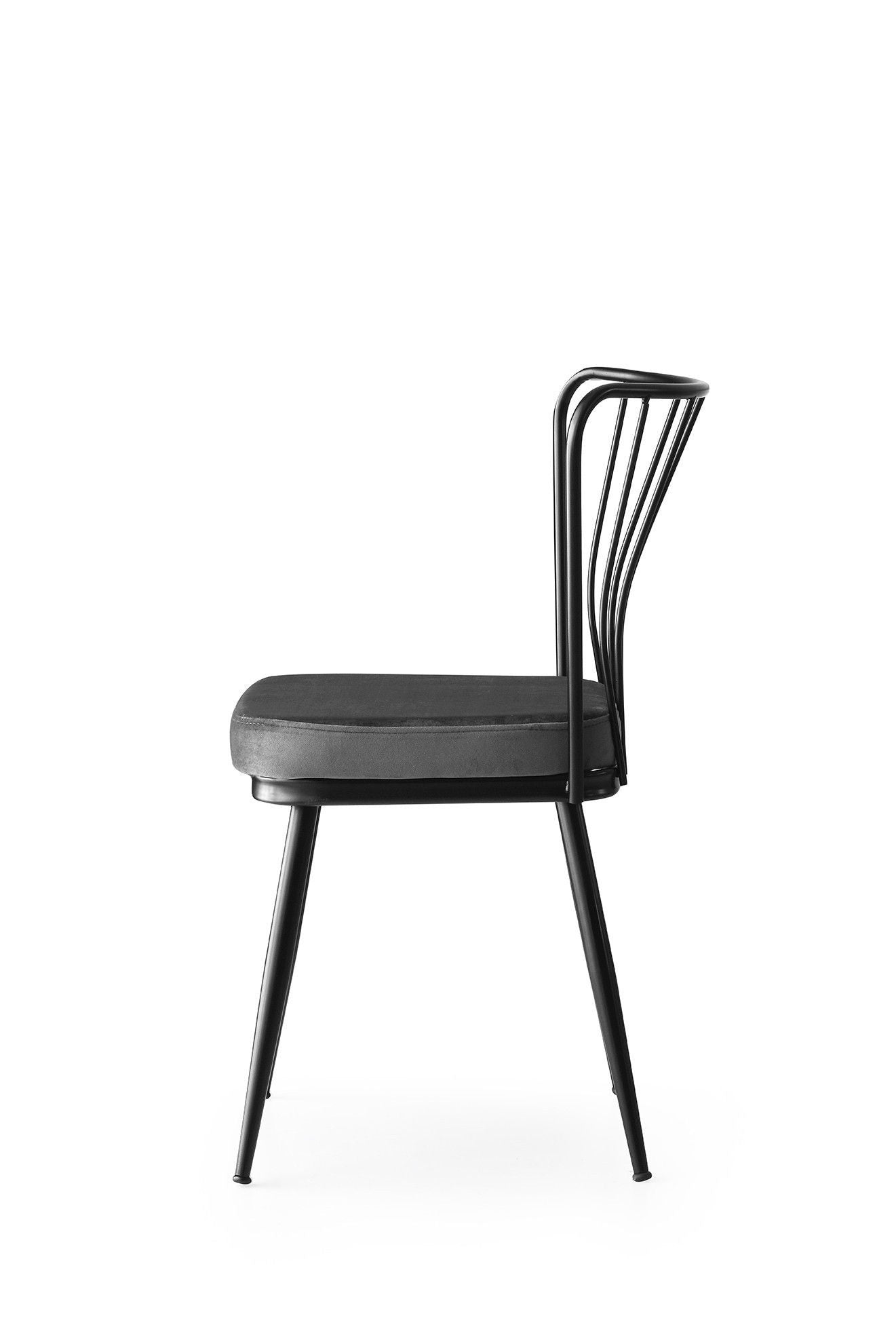 Set of 4 Yıldız 942 Velvet Dining Chairs in Black – product image 3