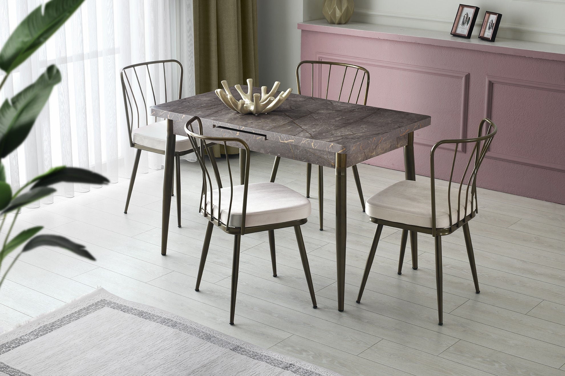 Set of 4 Yıldız 985 Velvet Dining Chairs in Mink – product image 6