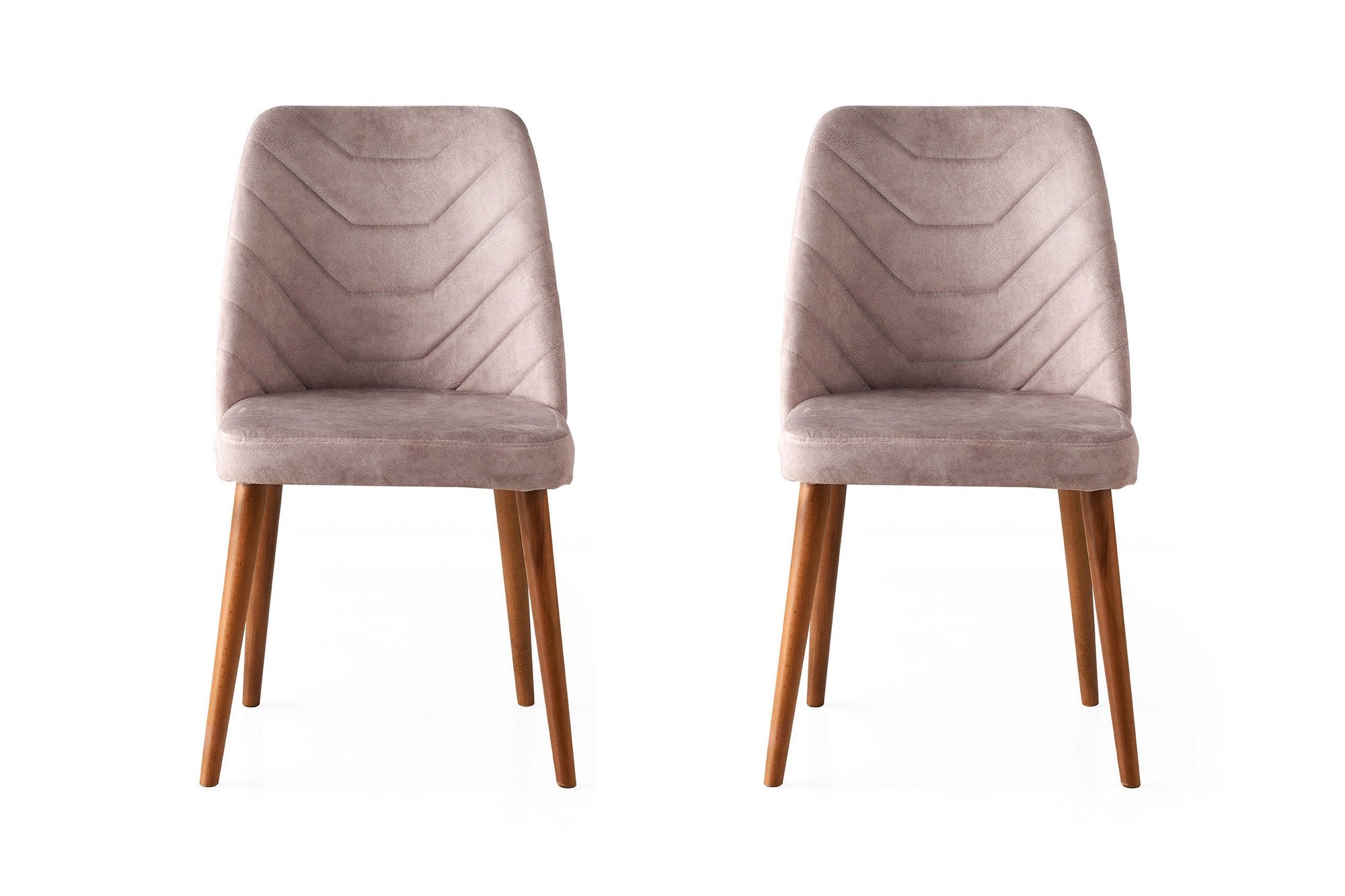 Set of 2 Dallas 555 Velvet Dining Chairs in Walnut and Beige