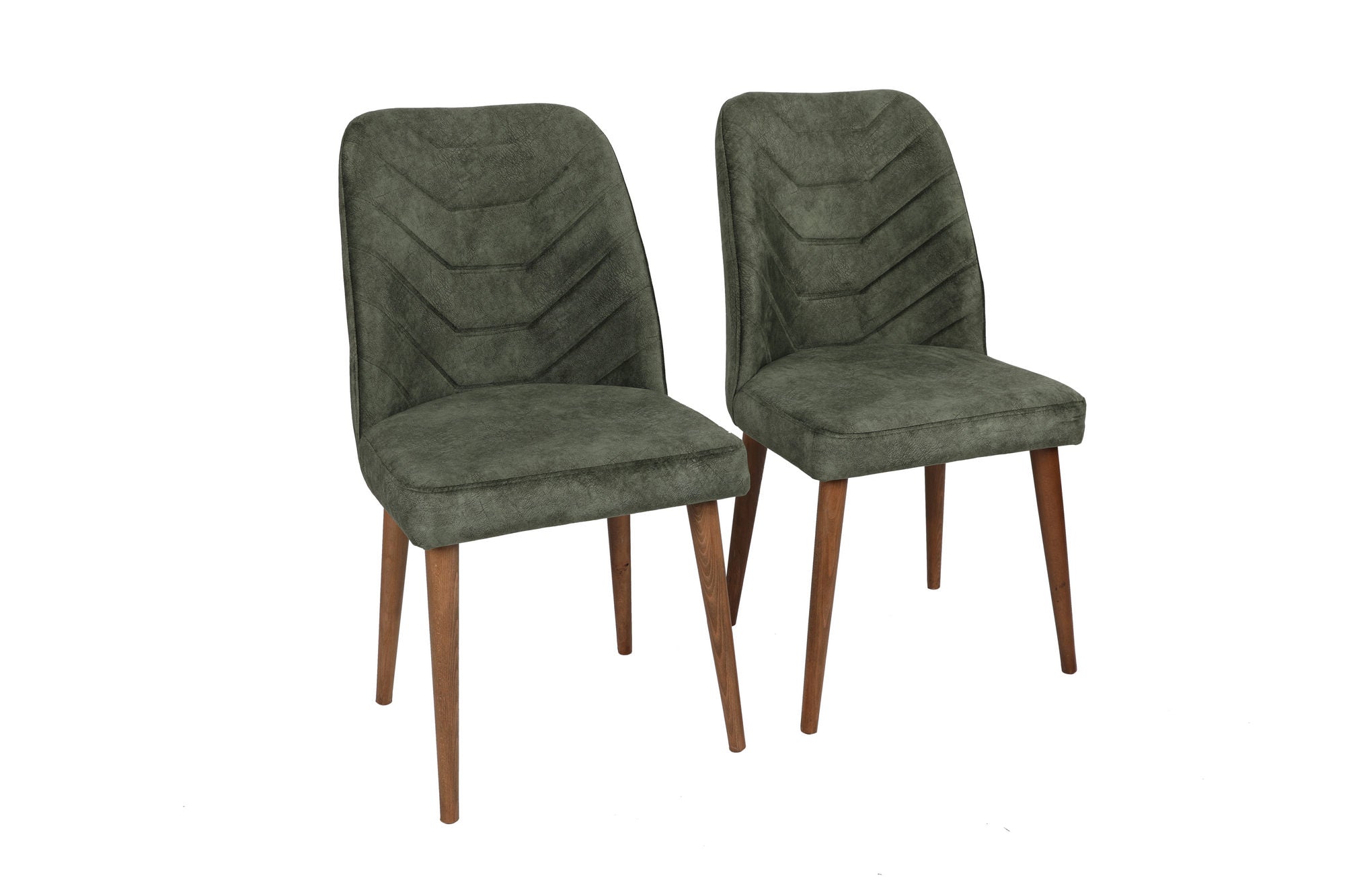 Lot de 2 chaises de salle à manger Dallas 558 en velours, noyer et vert foncé