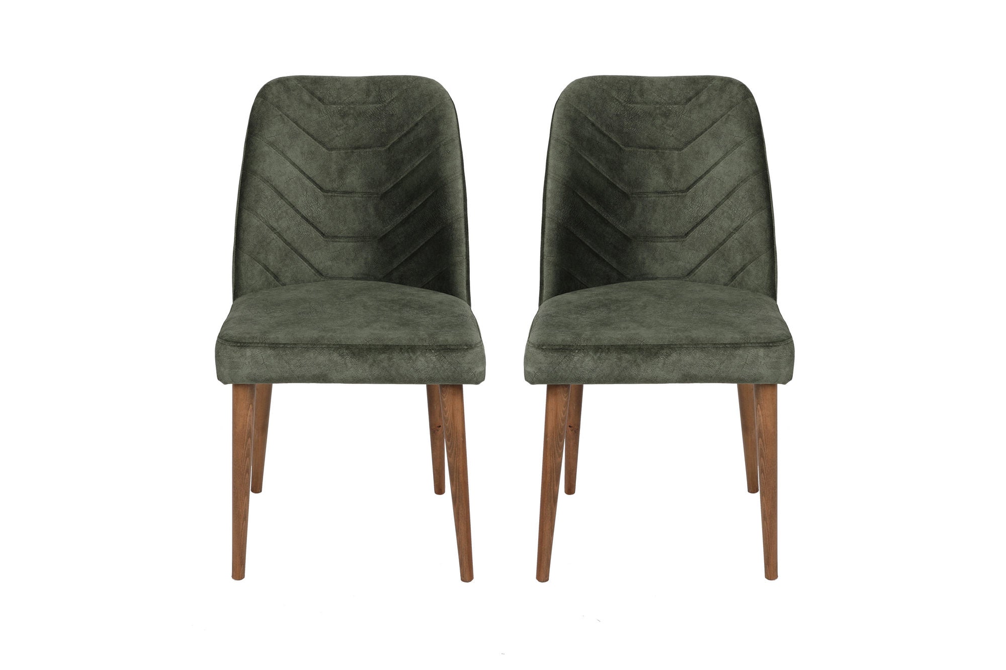 Set of 2 Dallas 558 Velvet Dining Chairs in Walnut and Dark Green – product image 2