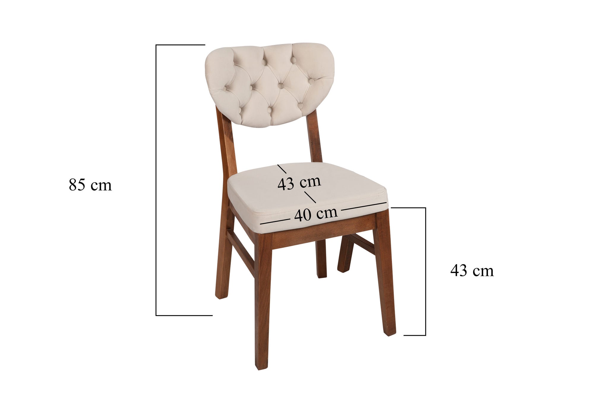 Set of 2 Elma 760 Velvet Dining Chairs in Walnut and Beige – product image 10