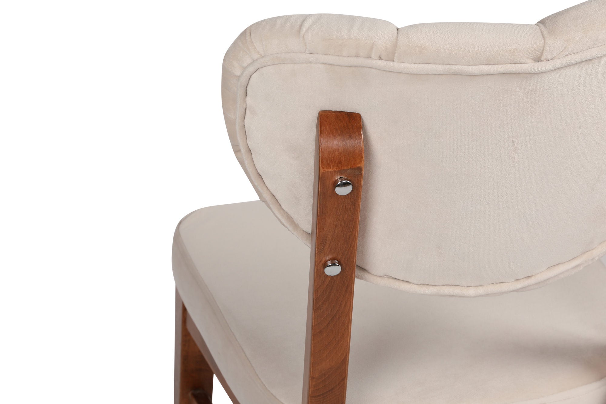 Set of 2 Elma 760 Velvet Dining Chairs in Walnut and Beige – product image 6