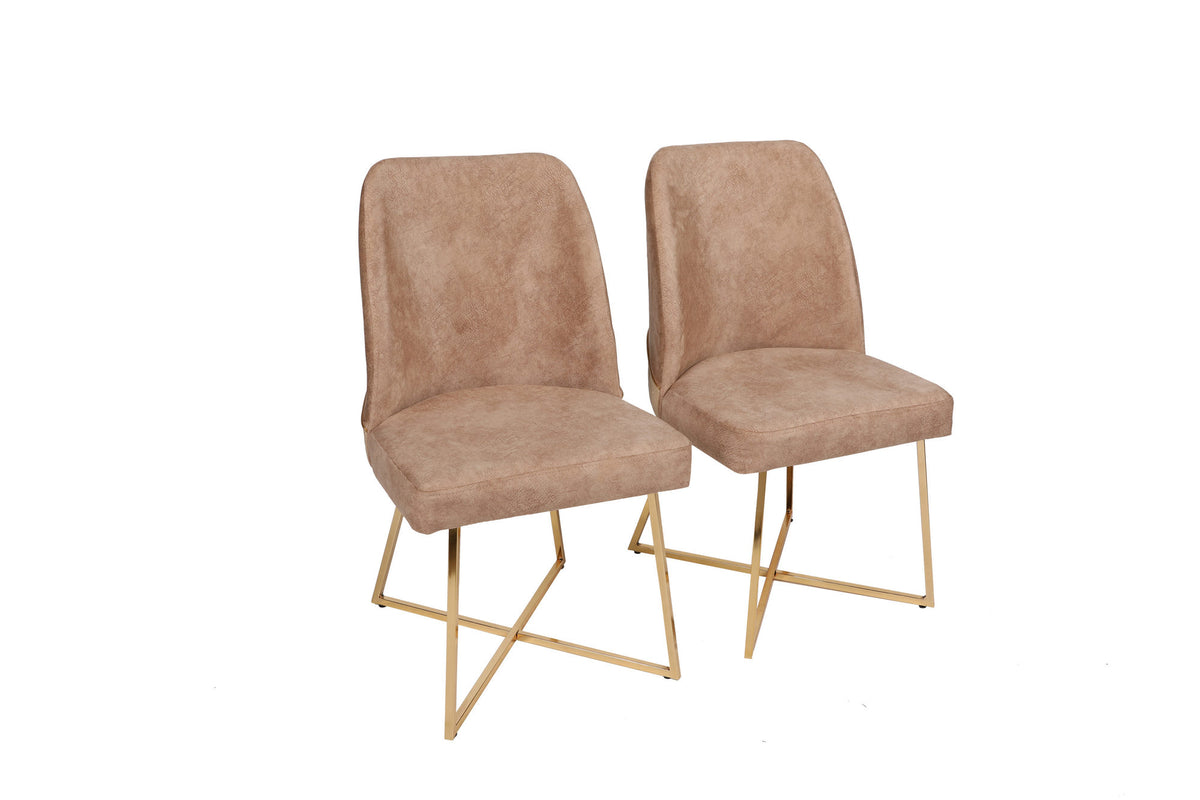 Set of 2 Madrid 913 Velvet Dining Chairs in Gold and Brown – product image 1