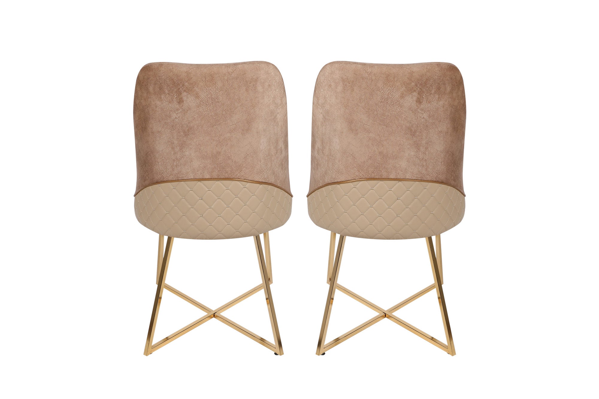 Set of 2 Madrid 913 Velvet Dining Chairs in Gold and Brown – product image 3