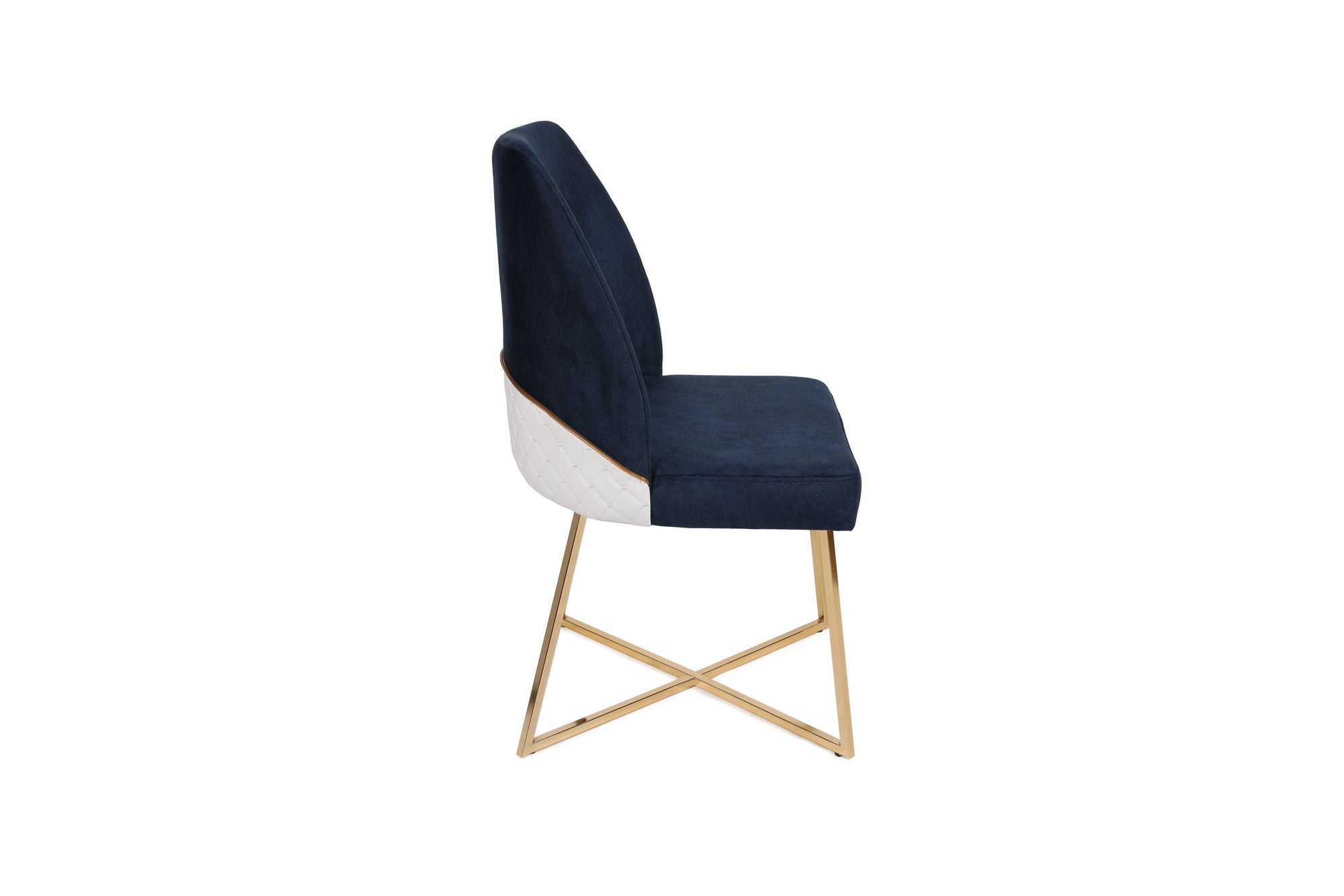 Set of 2 Madrid 908 Velvet Dining Chairs in Gold and Dark Blue – product image 5