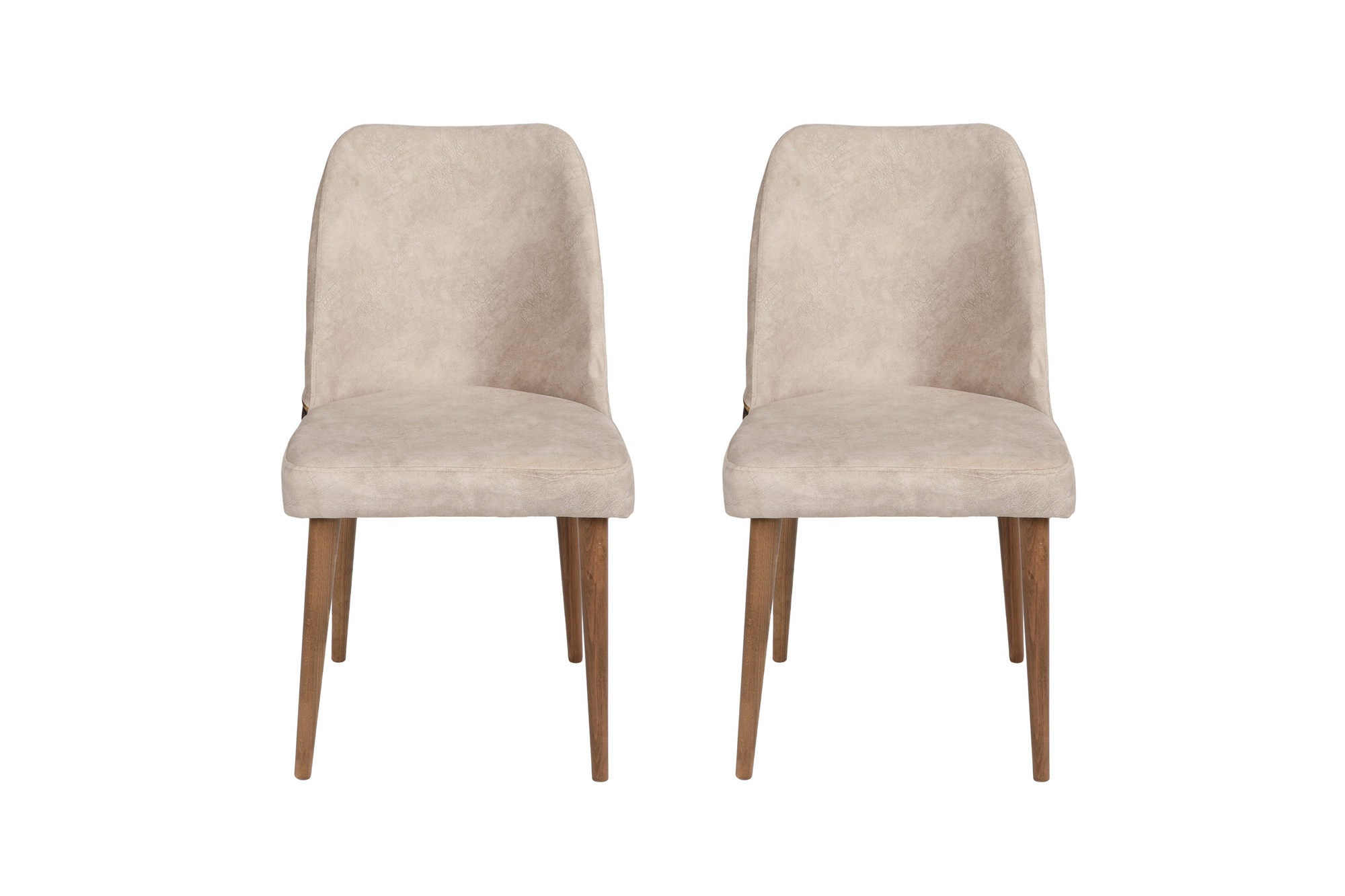Set of 2 Nova 071 Velvet Dining Chairs in Cream and Walnut – product image 2
