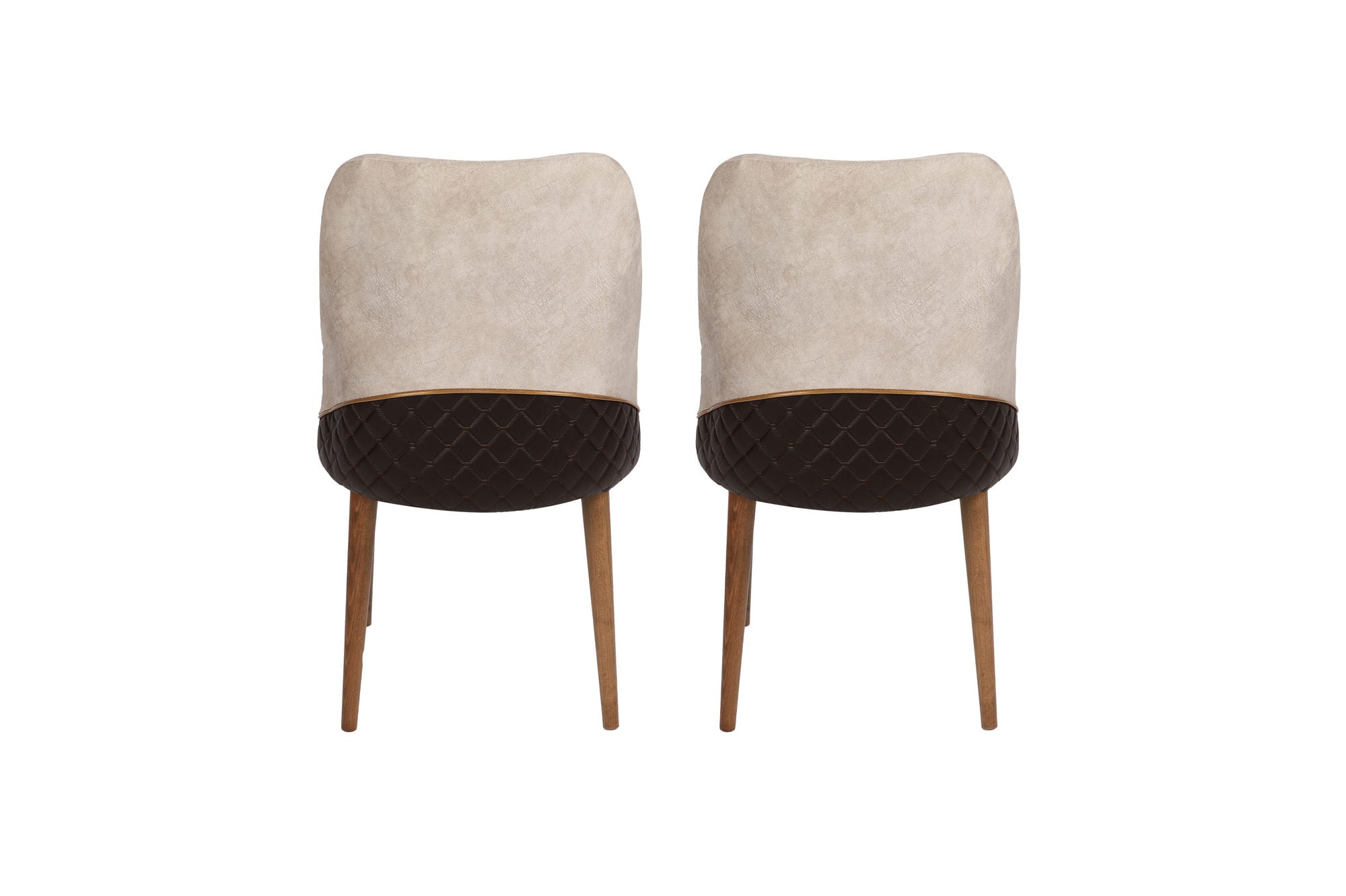 Set of 2 Nova 071 Velvet Dining Chairs in Cream and Walnut – product image 4