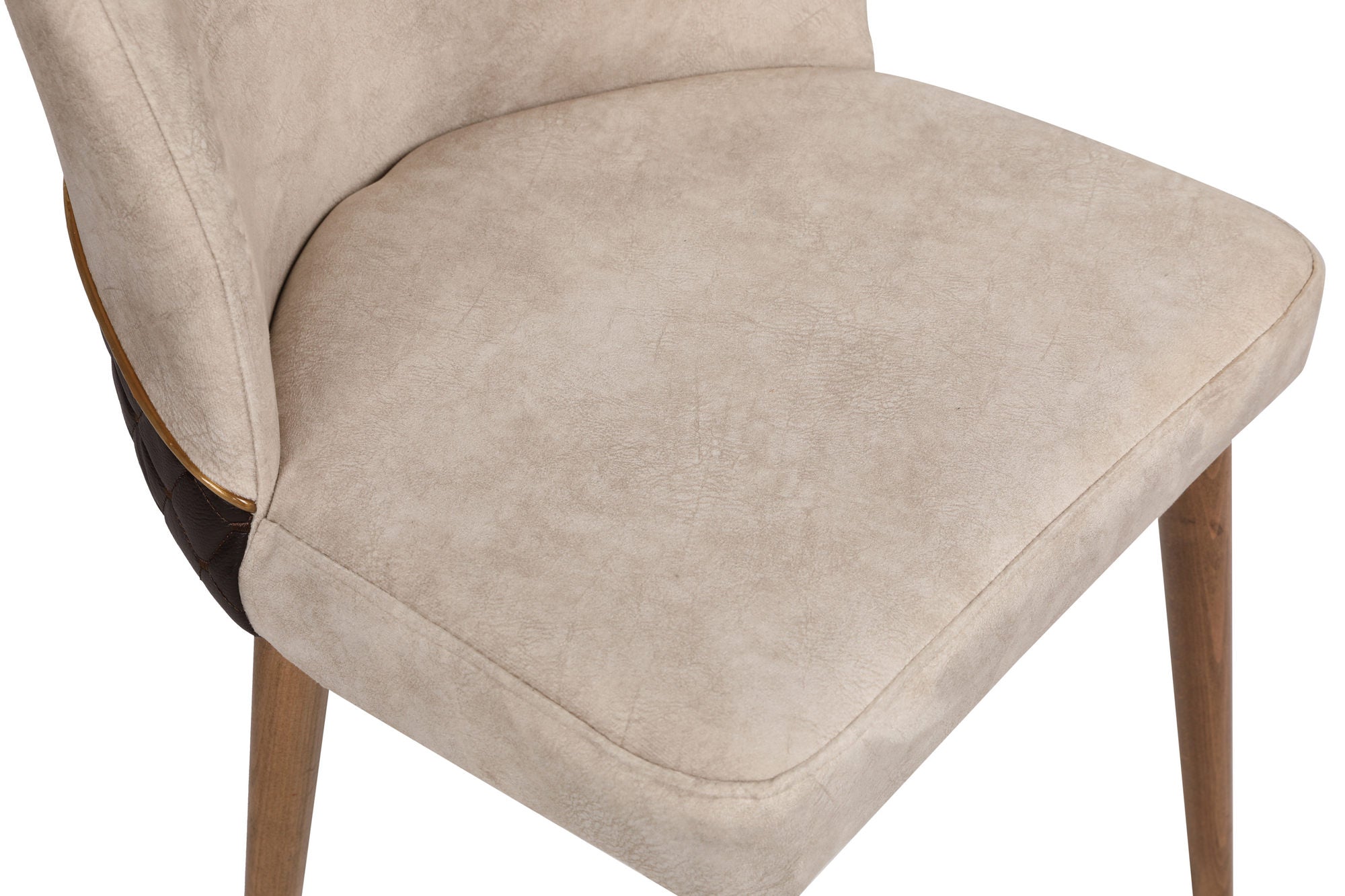 Set of 2 Nova 071 Velvet Dining Chairs in Cream and Walnut – product image 7