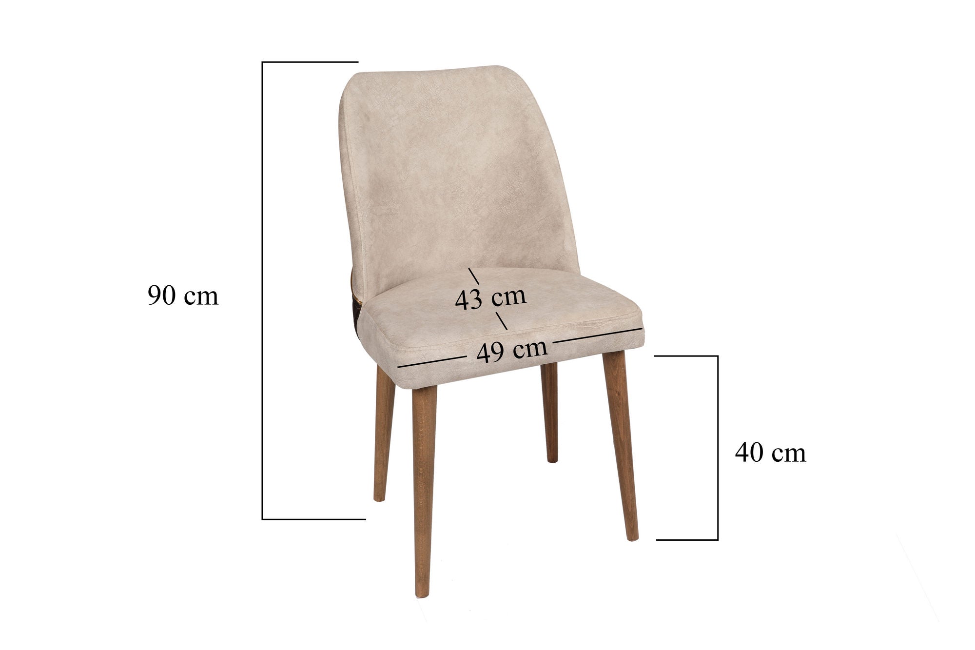 Set of 2 Nova 071 Velvet Dining Chairs in Cream and Walnut – product image 8