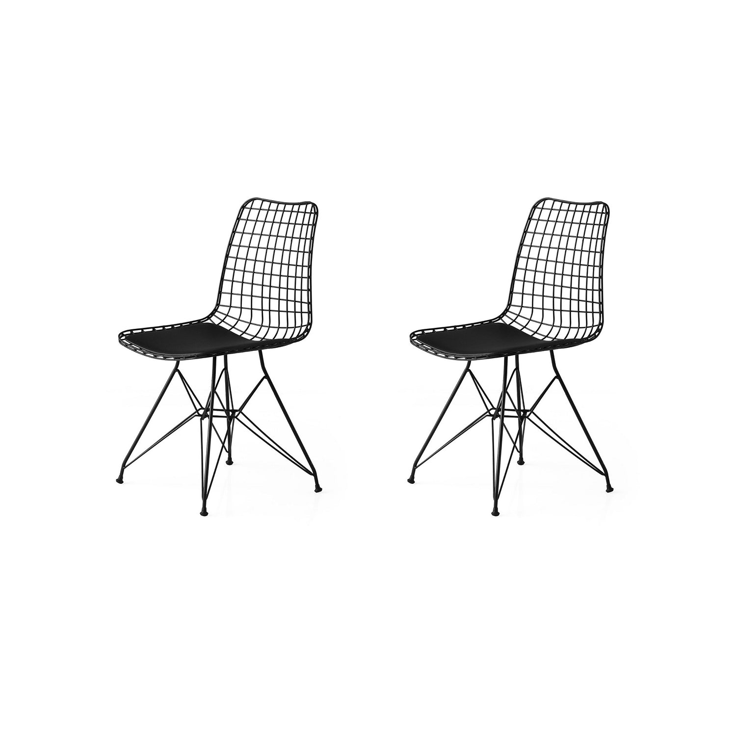Set of 2 Tivoli 271 Metal Dining Chairs in Black