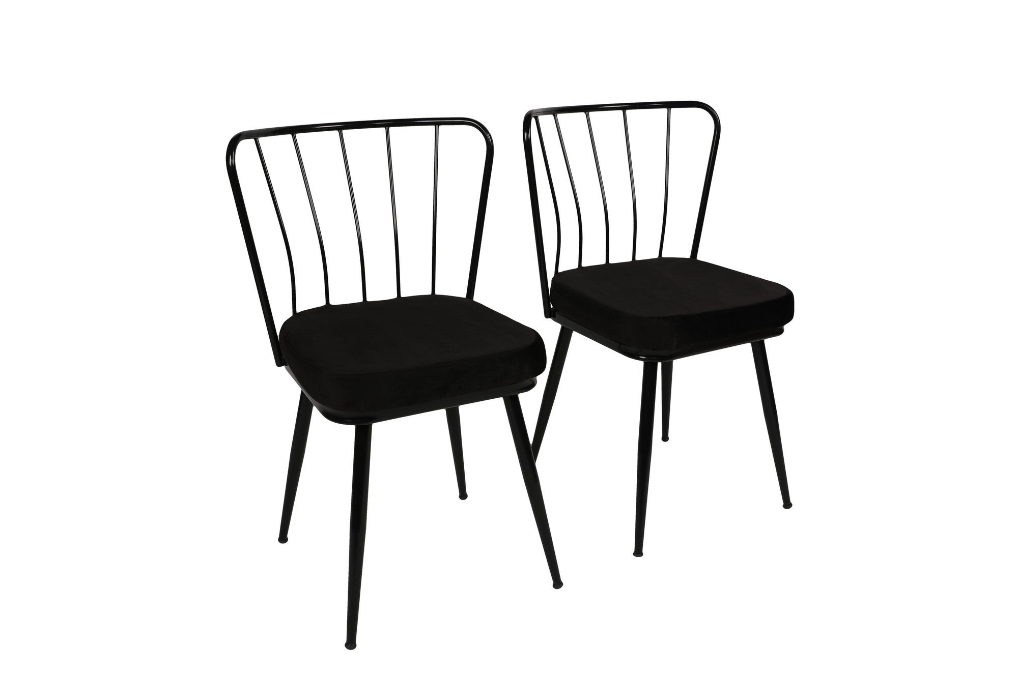 Set of 2 Yıldız 943 Velvet Dining Chairs in Black