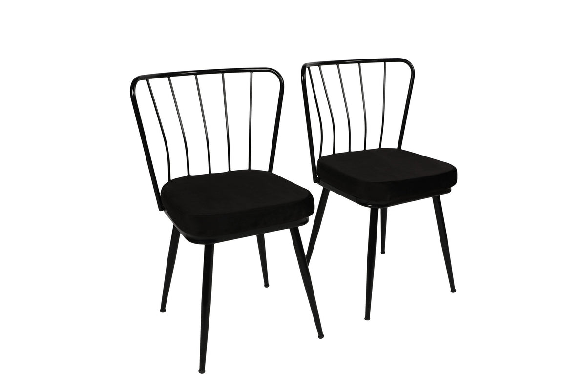 Set of 2 Yıldız 943 Velvet Dining Chairs in Black – product image 1