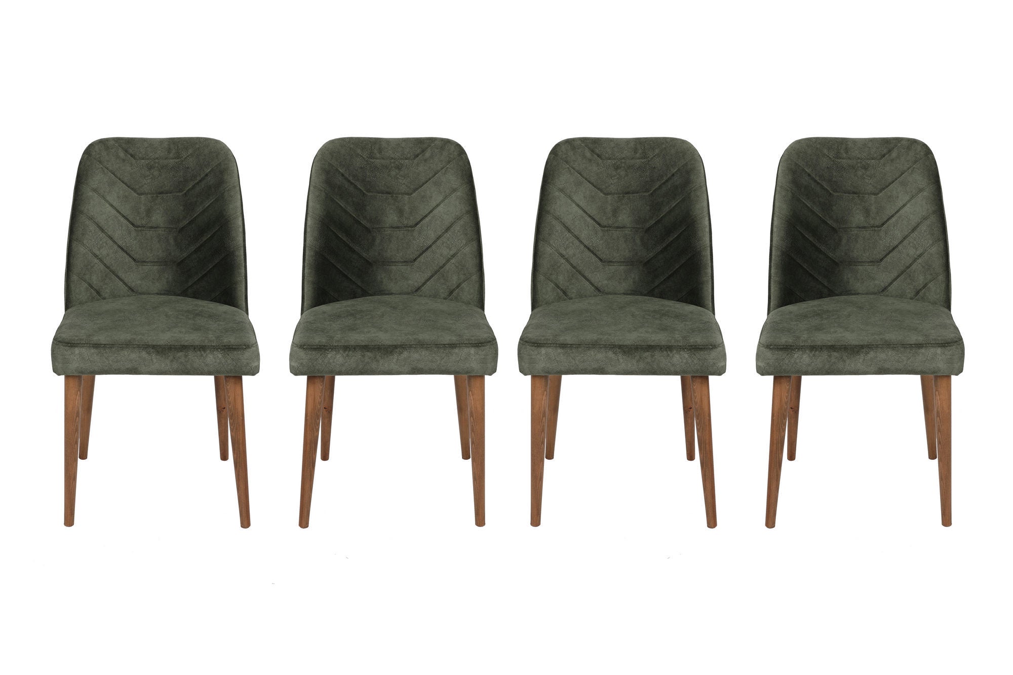 Set of 4 Dallas 558 Velvet Dining Chairs in Walnut and Dark Green – product image 4