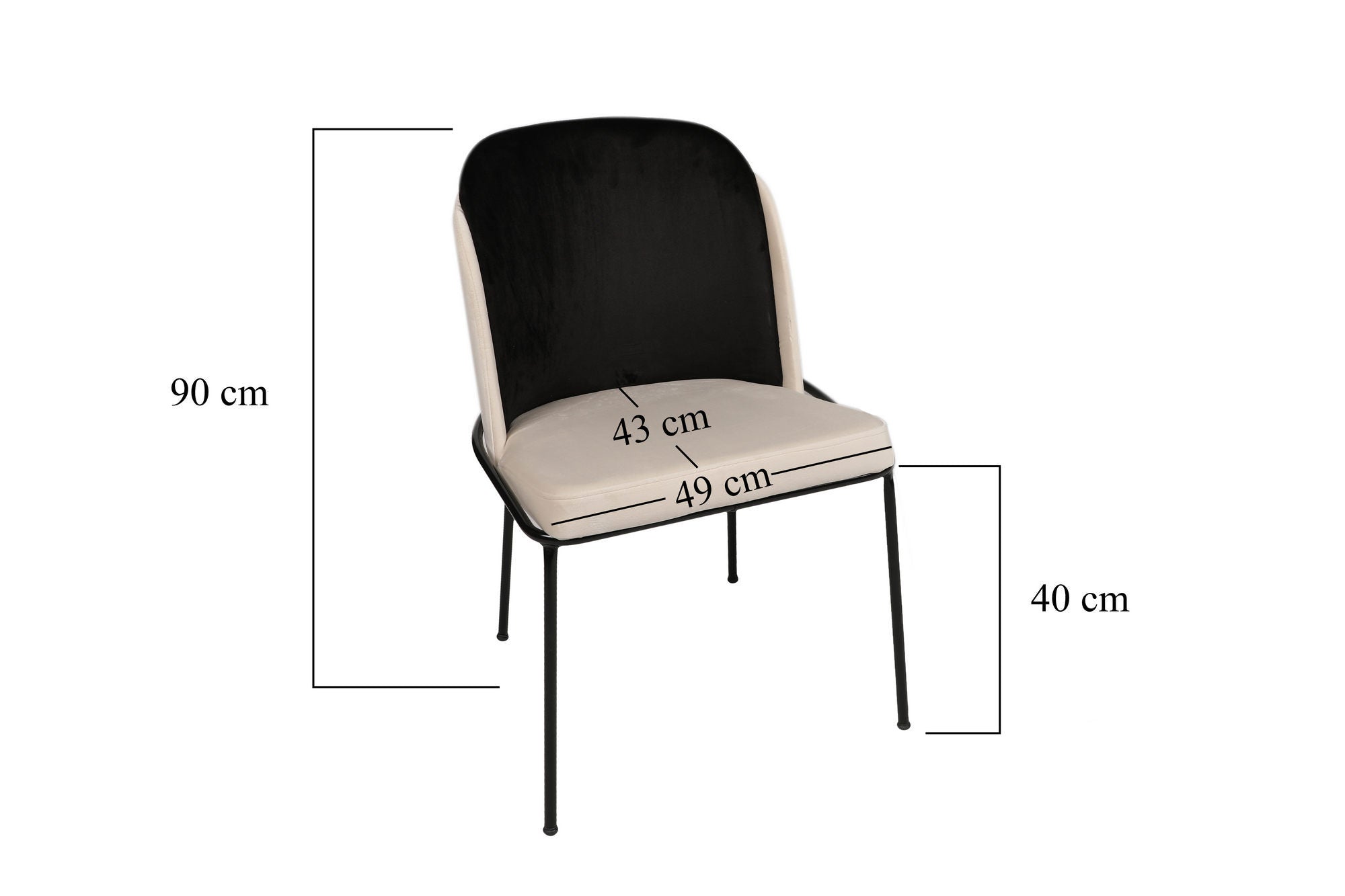 Set of 4 Dore 145 Velvet Dining Chairs in Black and Cream – product image 10
