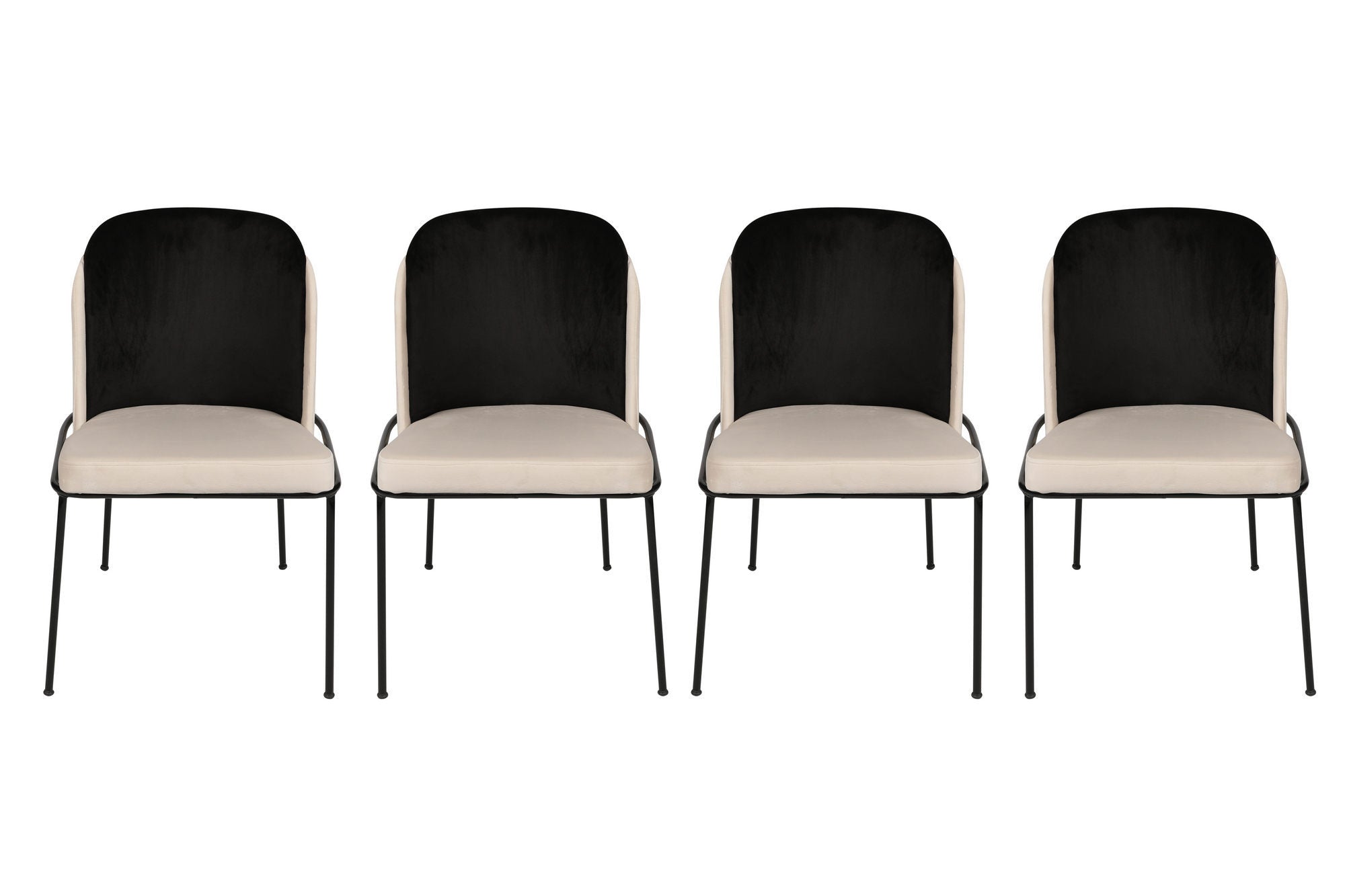 Set of 4 Dore 145 Velvet Dining Chairs in Black and Cream – product image 4