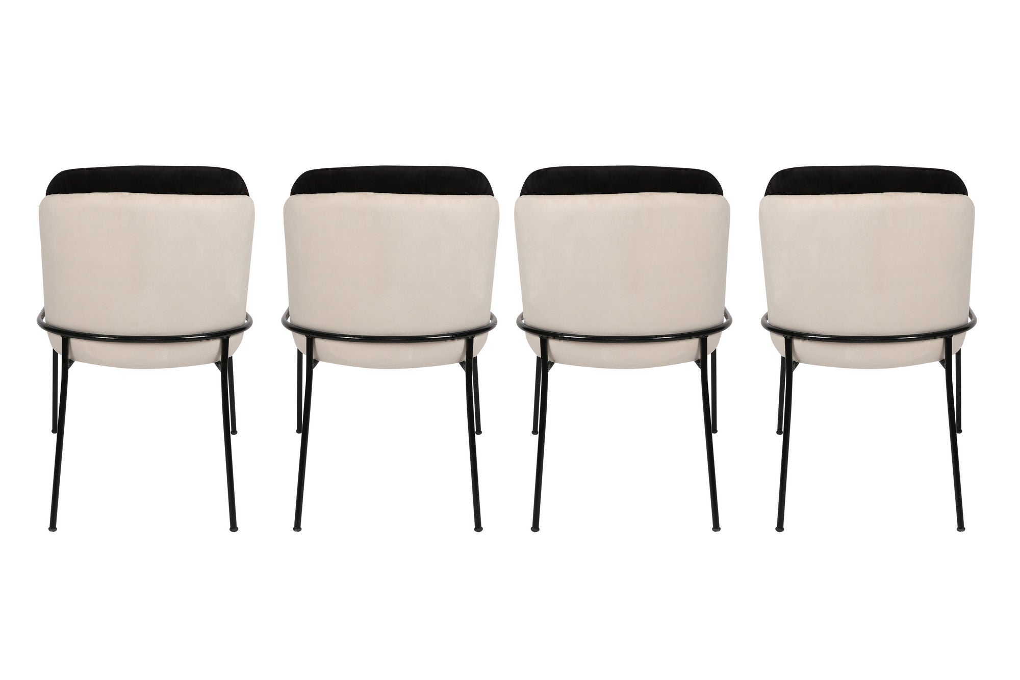 Set of 4 Dore 145 Velvet Dining Chairs in Black and Cream – product image 5