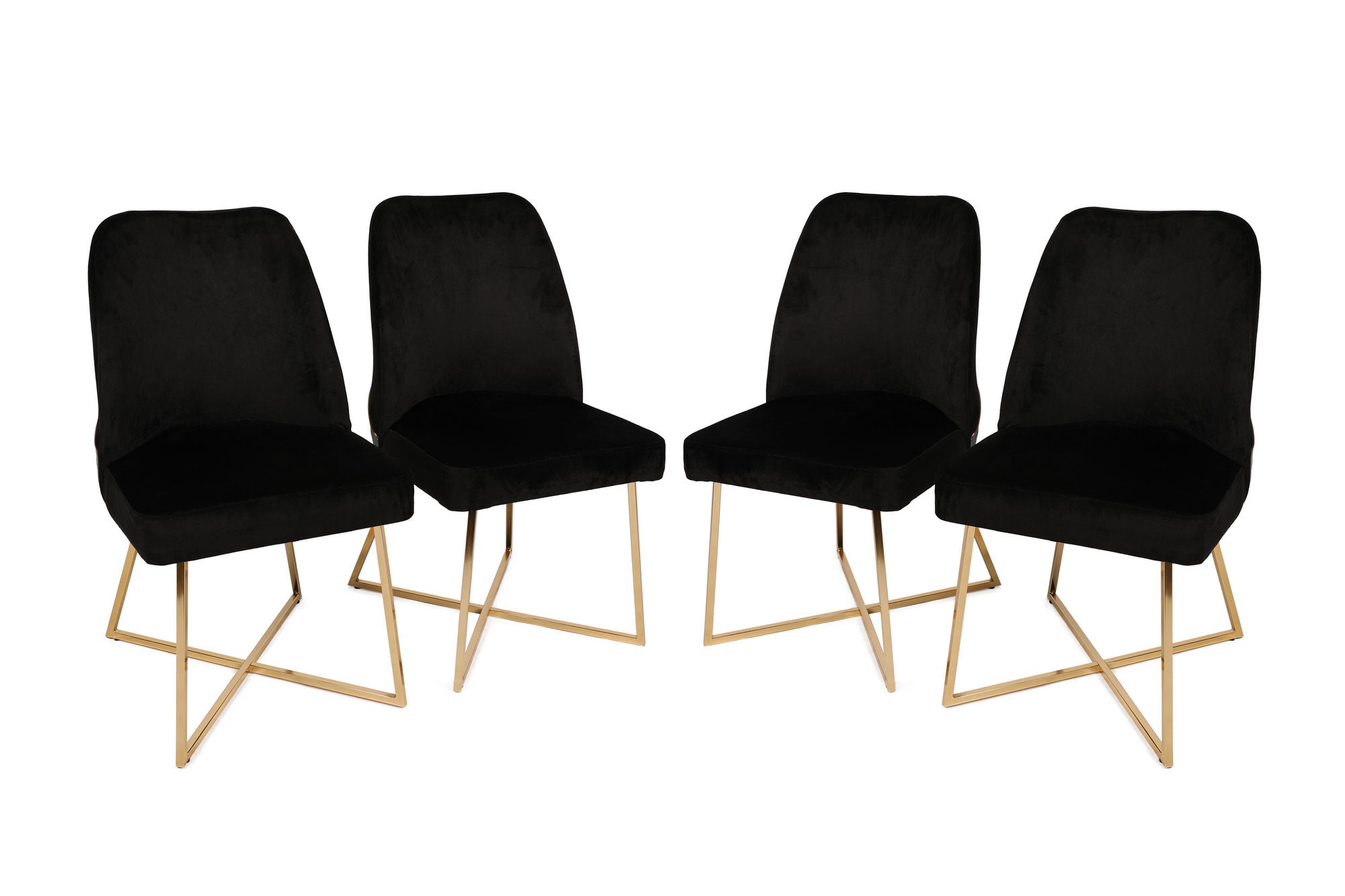 Set of 4 Madrid 911 Velvet Dining Chairs in Gold and Black