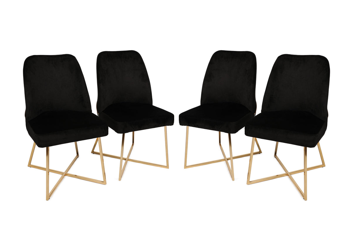 Set of 4 Madrid 911 Velvet Dining Chairs in Gold and Black – product image 1
