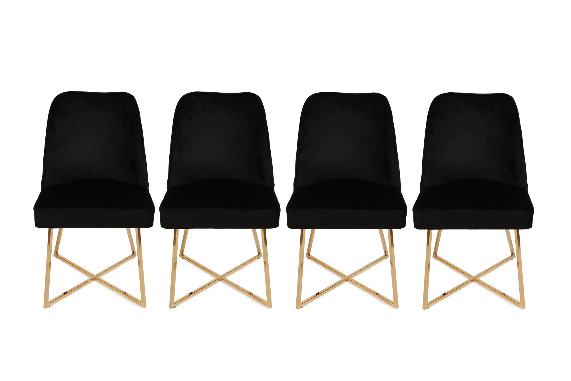 Set of 4 Madrid 911 Velvet Dining Chairs in Gold and Black – product image 2