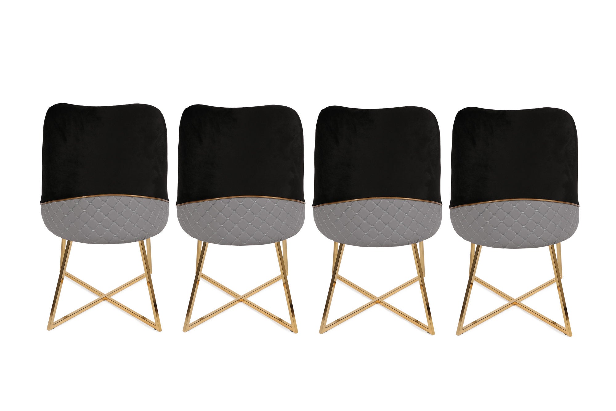 Set of 4 Madrid 911 Velvet Dining Chairs in Gold and Black – product image 3