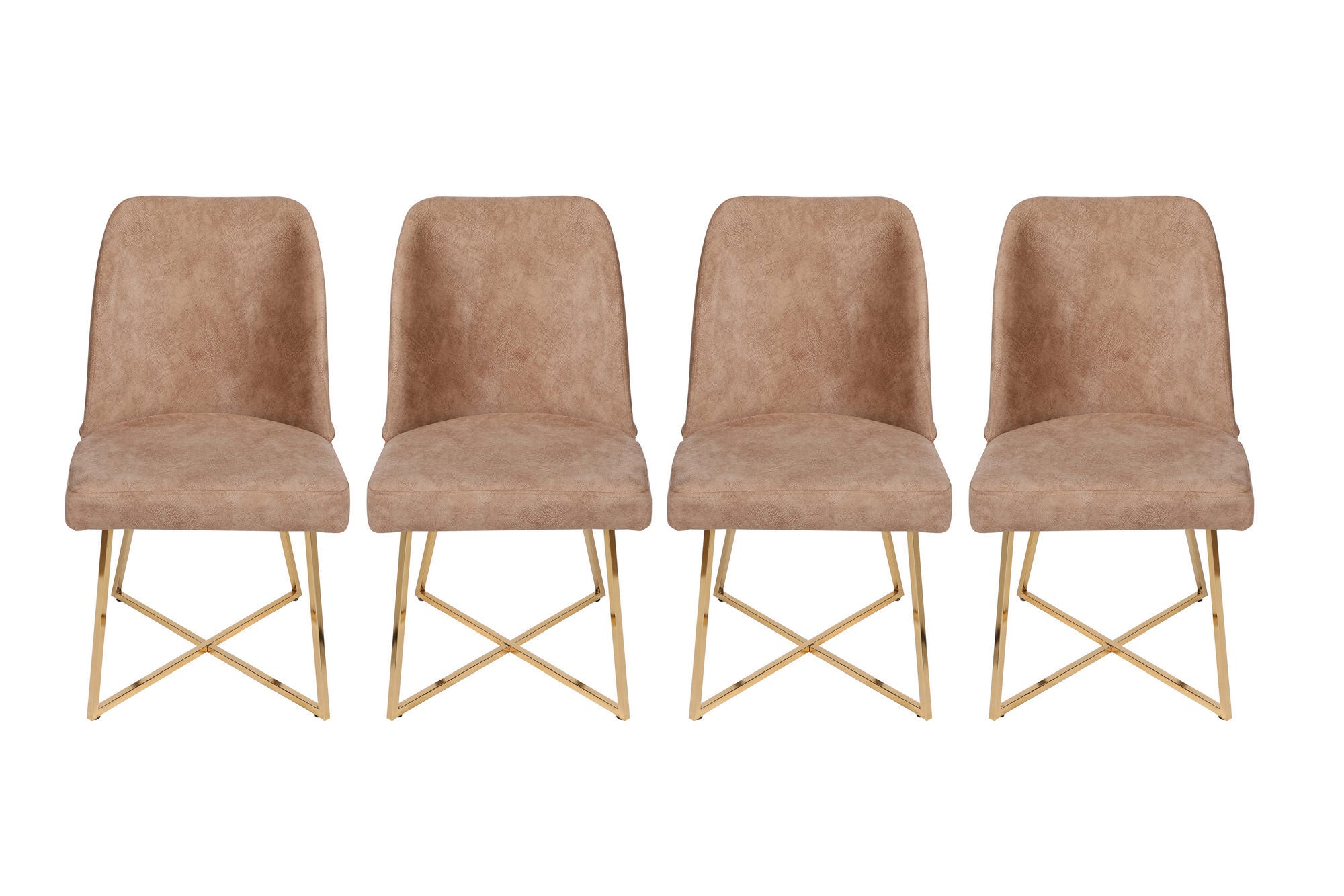 Set of 4 Madrid 913 Velvet Dining Chairs in Gold and Brown – product image 4