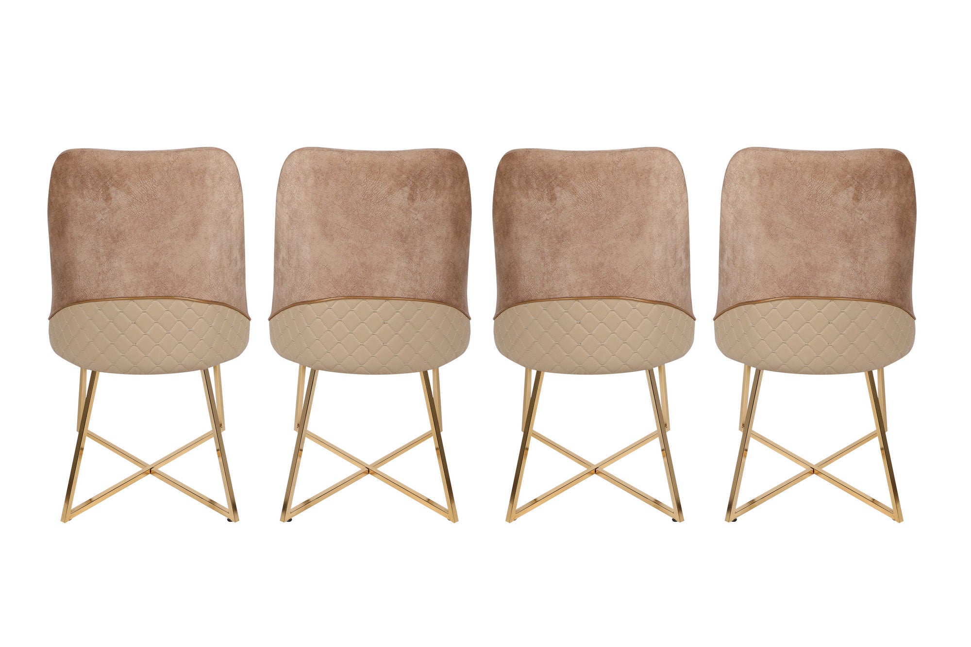 Set of 4 Madrid 913 Velvet Dining Chairs in Gold and Brown – product image 5