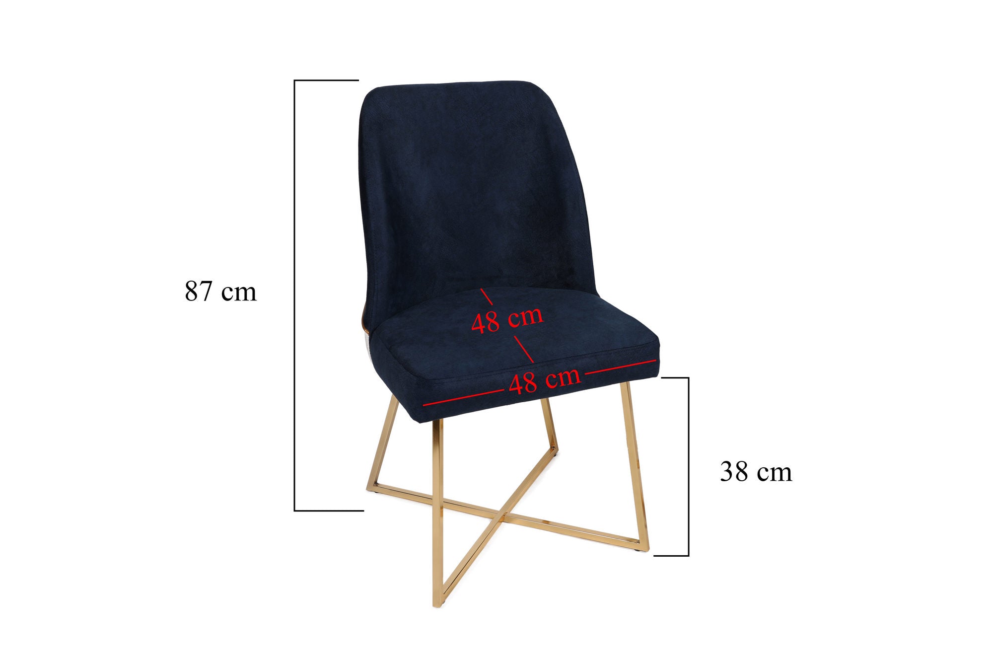 Set of 4 Madrid 908 Velvet Dining Chairs in Gold and Dark Blue – product image 9