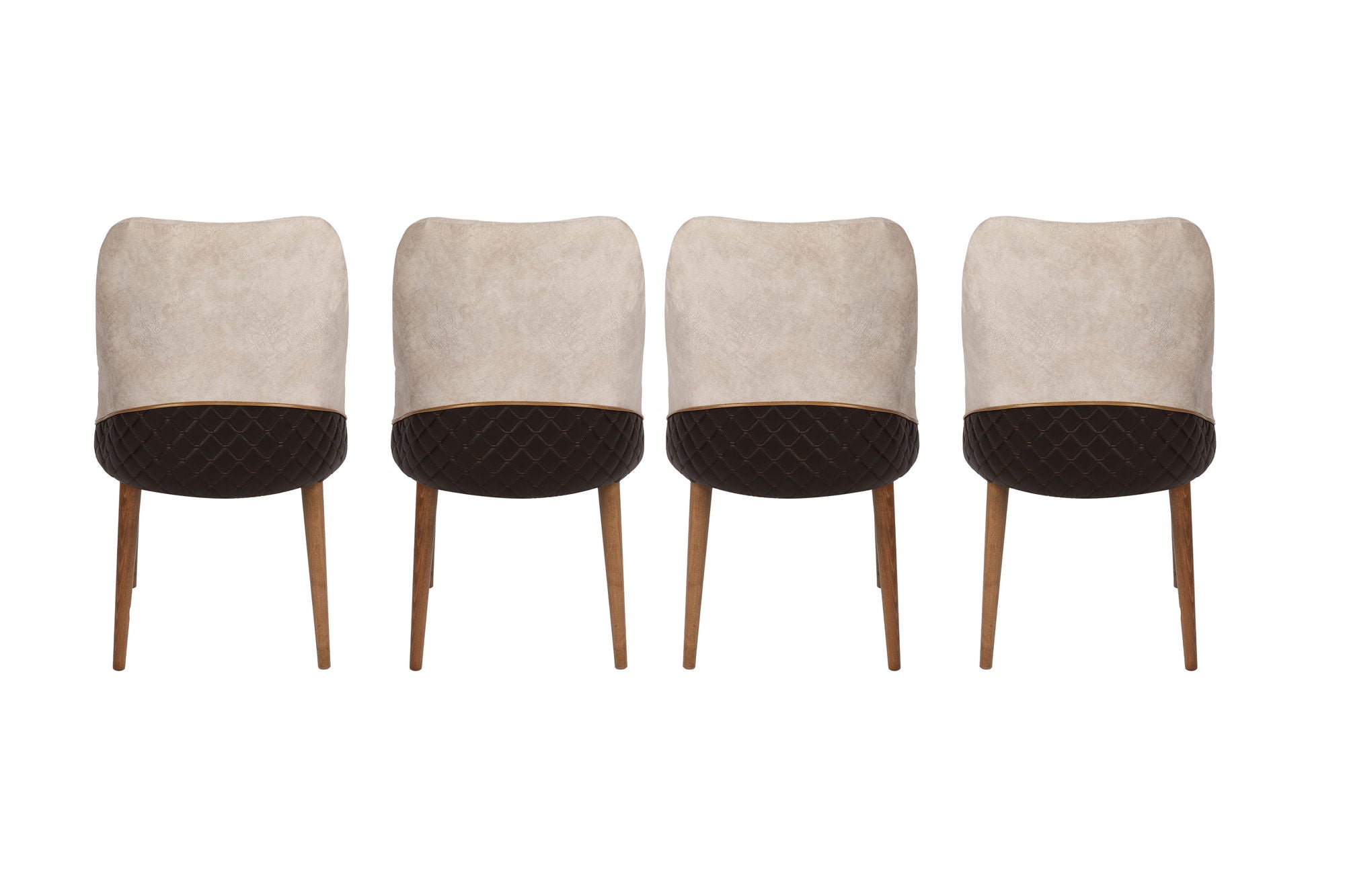 Set of 4 Nova 071 Velvet Dining Chairs in Cream and Walnut – product image 4