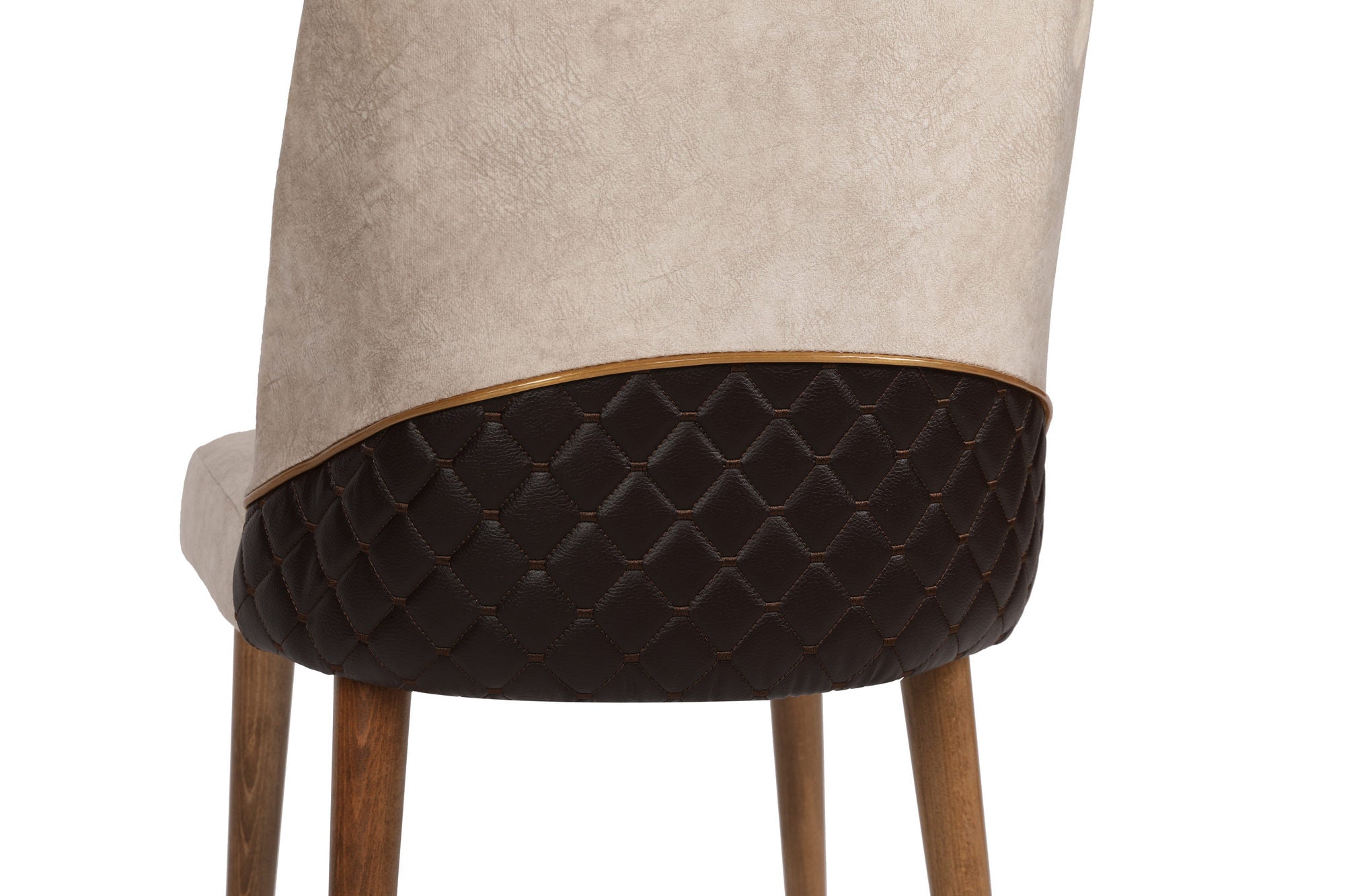 Set of 4 Nova 071 Velvet Dining Chairs in Cream and Walnut – product image 5