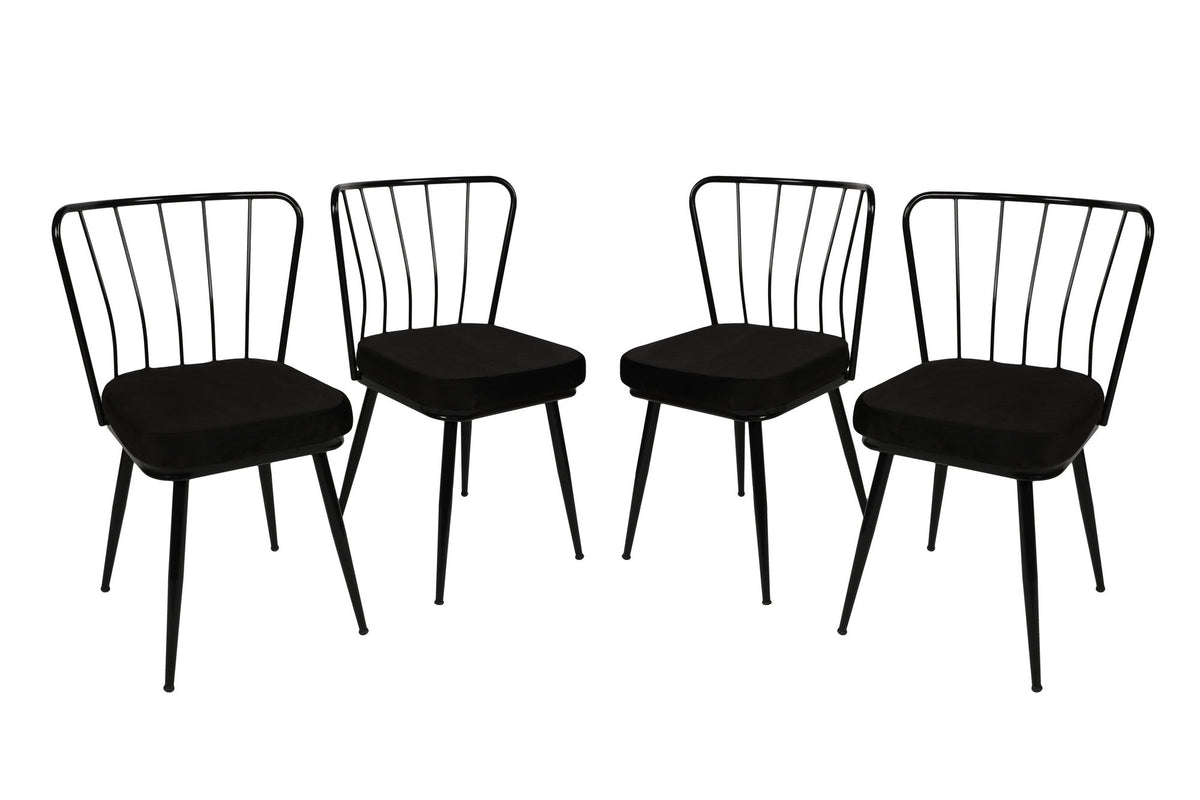 Set of 4 Yıldız 943 Velvet Dining Chairs in Black – product image 1