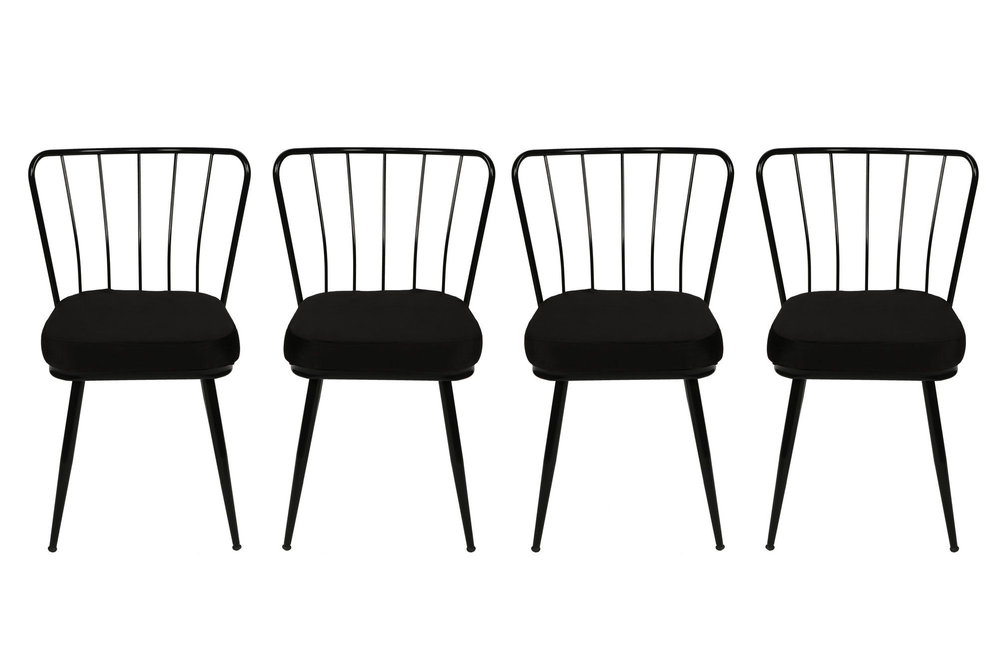 Set of 4 Yıldız 943 Velvet Dining Chairs in Black – product image 2