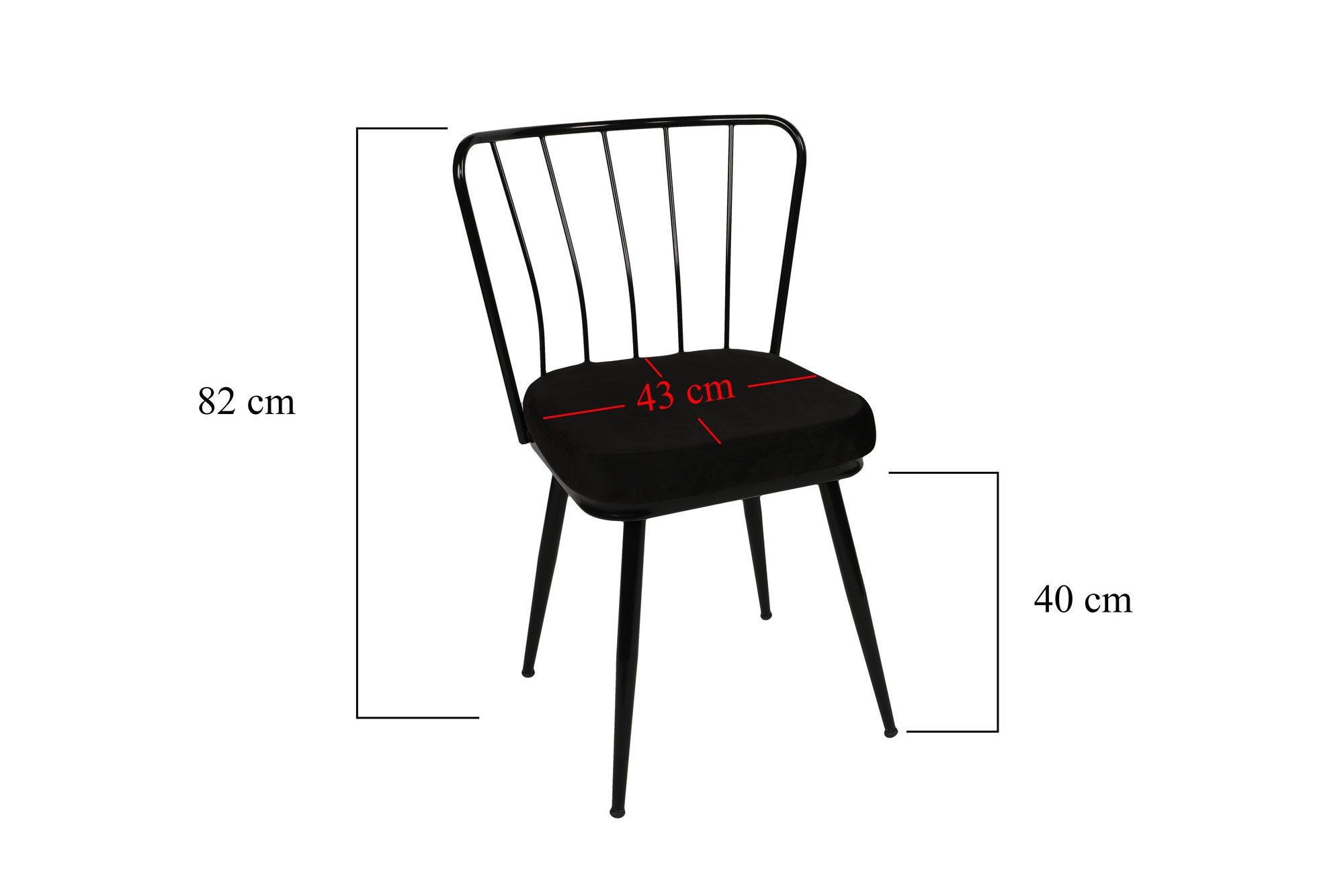 Set of 4 Yıldız 943 Velvet Dining Chairs in Black – product image 6