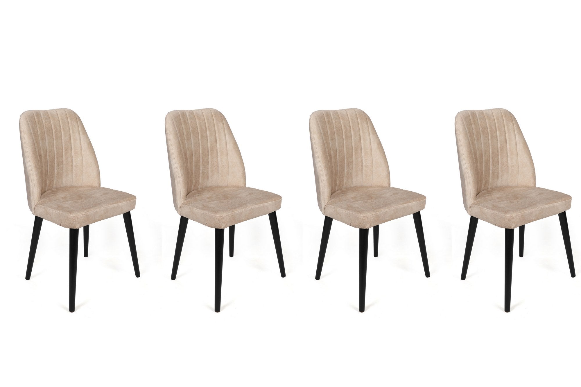 Set of 4 Alfa 434 Velvet Dining Chairs in Cream and Black