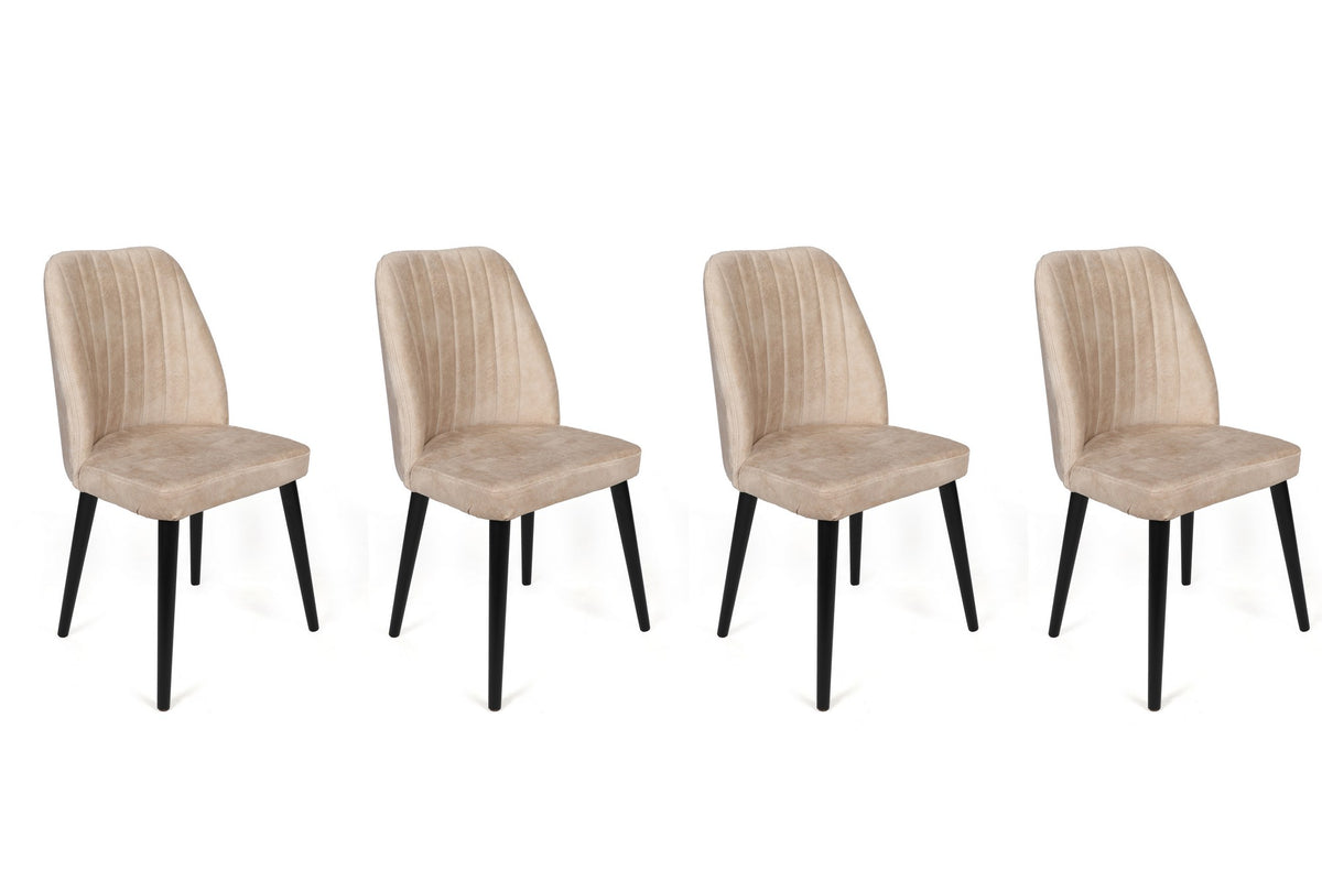 Set of 4 Alfa 434 Velvet Dining Chairs in Cream and Black – product image 1