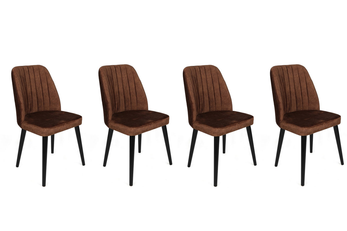 Set of 4 Alfa 436 Velvet Dining Chairs in Brown and Black – product image 1