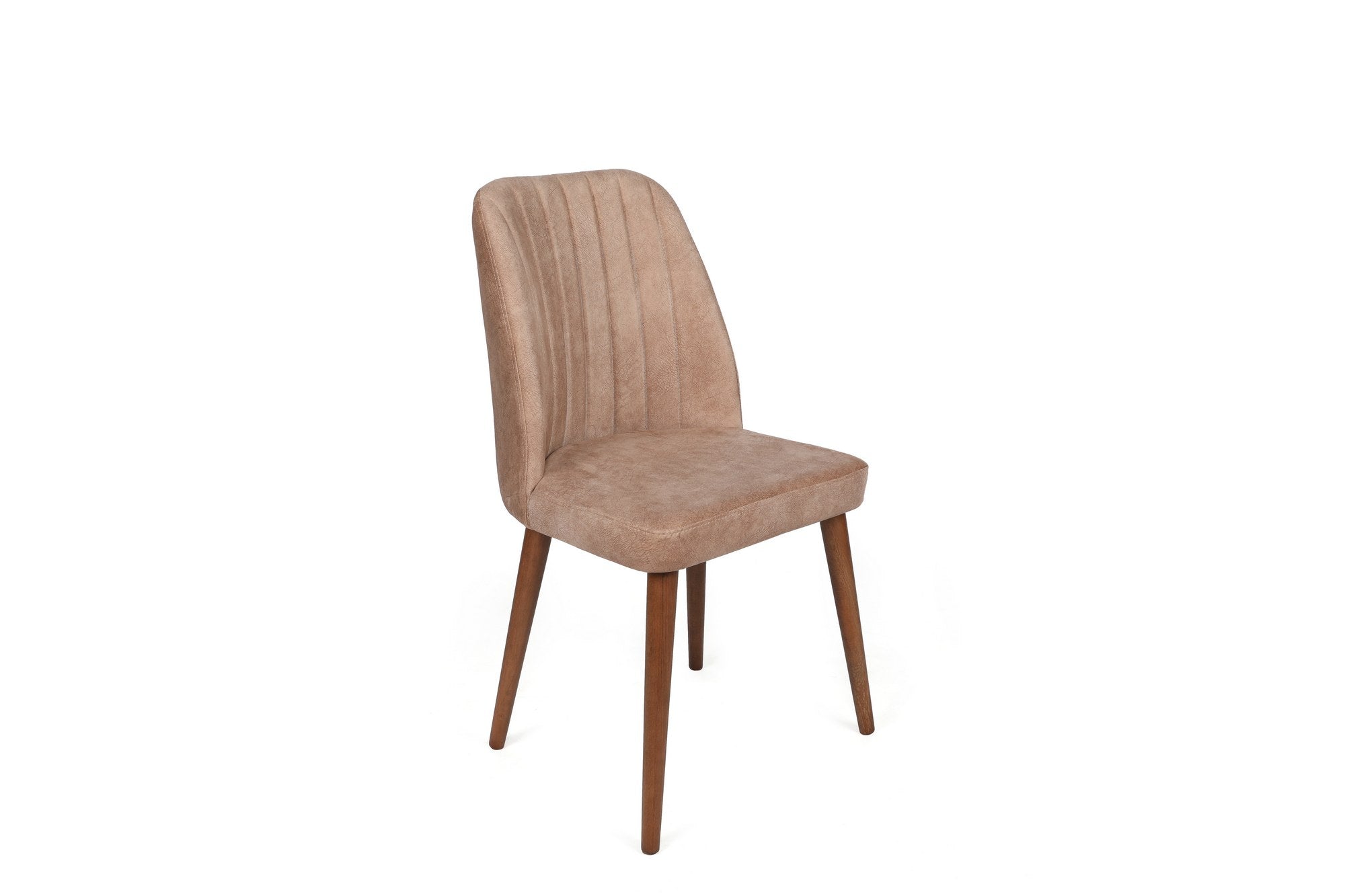 Set of 4 Alfa 463 Velvet Dining Chairs in Beige and Walnut – product image 2
