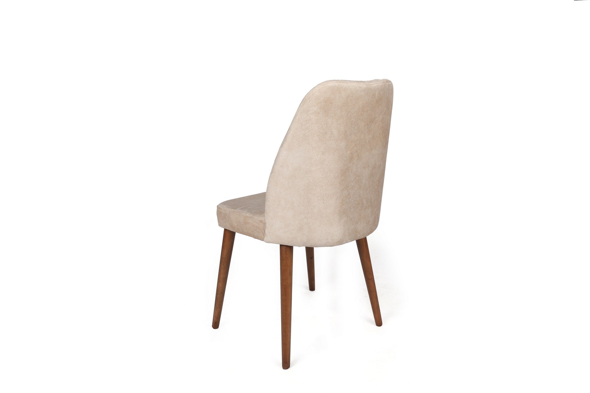 Set of 4 Alfa 464 Velvet Dining Chairs in Cream and Walnut – product image 3