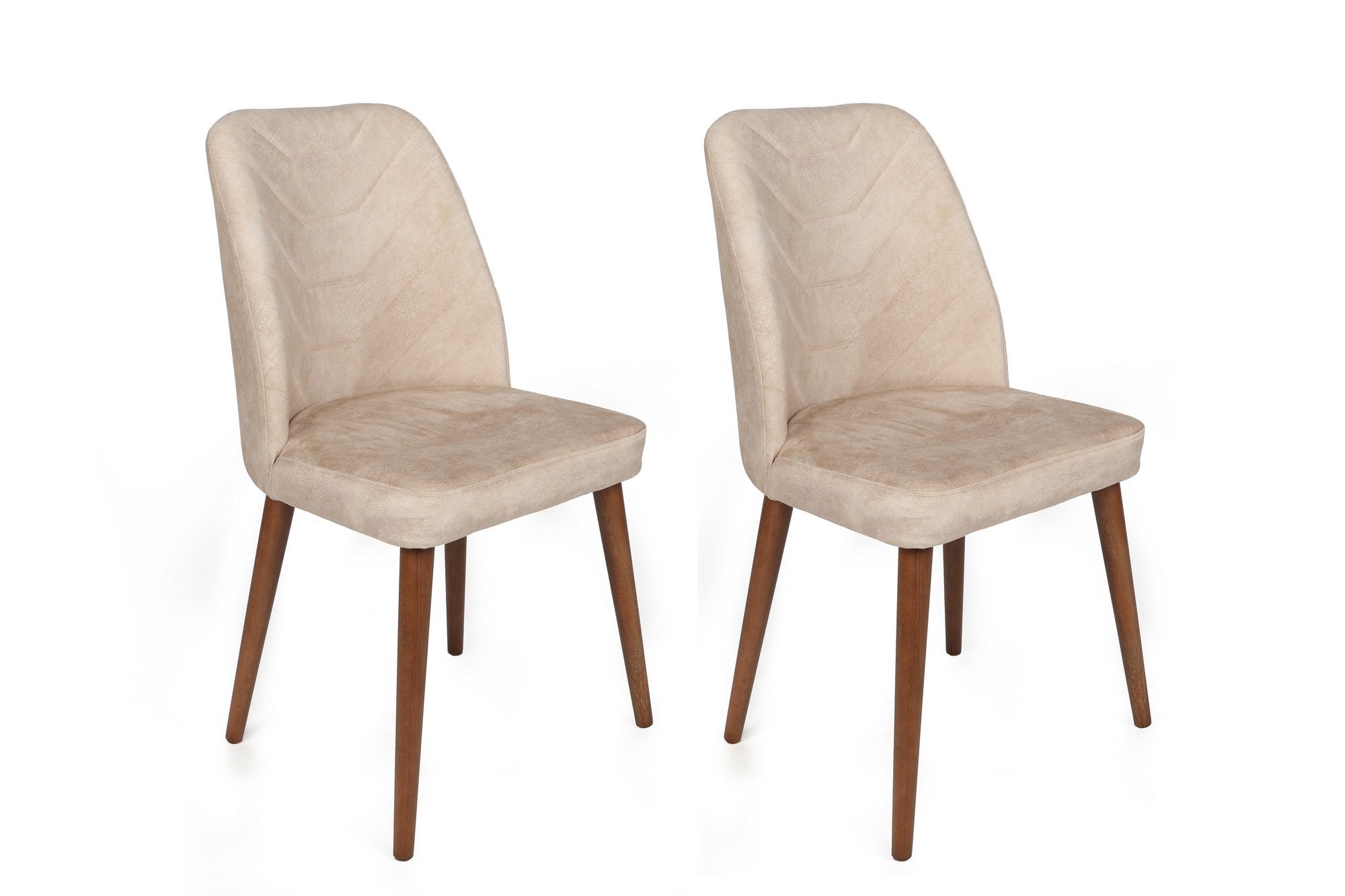 Set of 4 Dallas 550 Velvet Dining Chairs in Beige and Walnut – product image 4