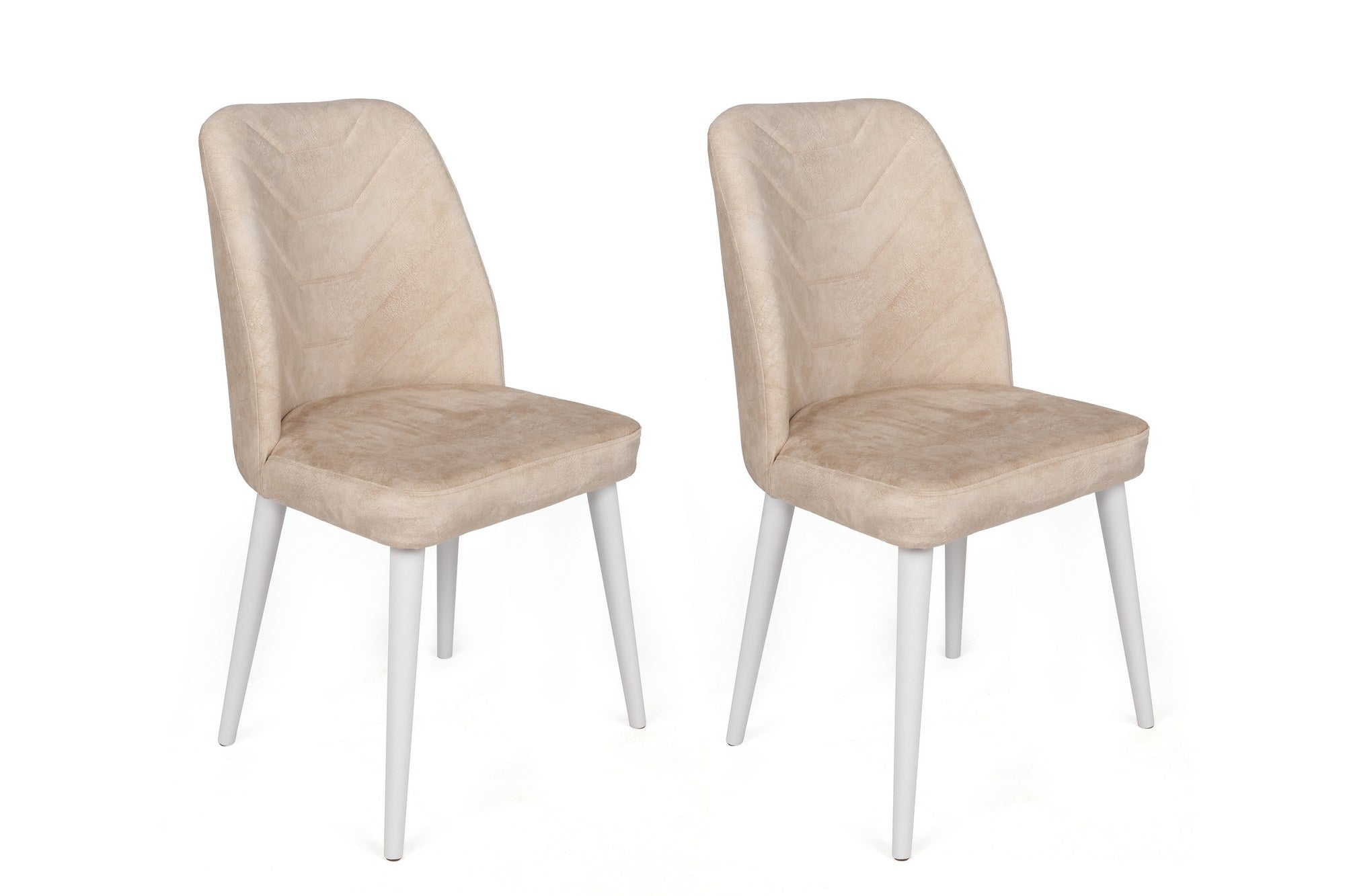 Set of 4 Dallas 580 Velvet Dining Chairs in Beige and White – product image 2