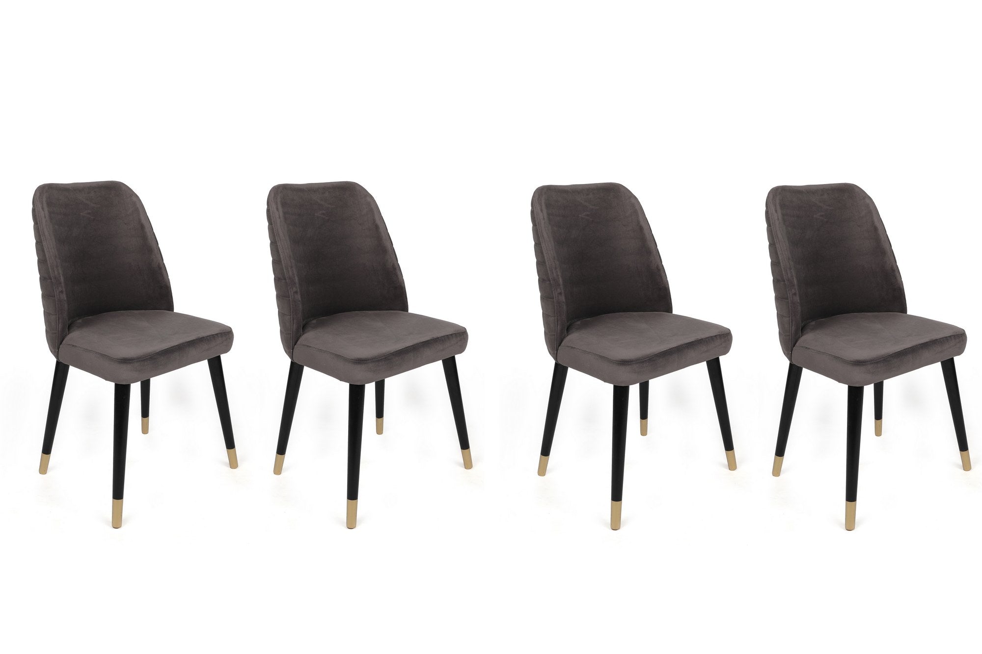 Set of 4 Hugo 361 Velvet Dining Chairs in Anthracite, Black and Gold