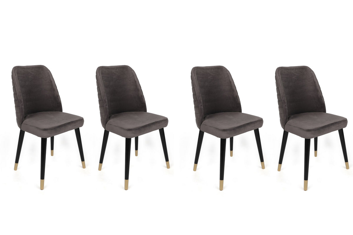 Set of 4 Hugo 361 Velvet Dining Chairs in Anthracite, Black and Gold – product image 1