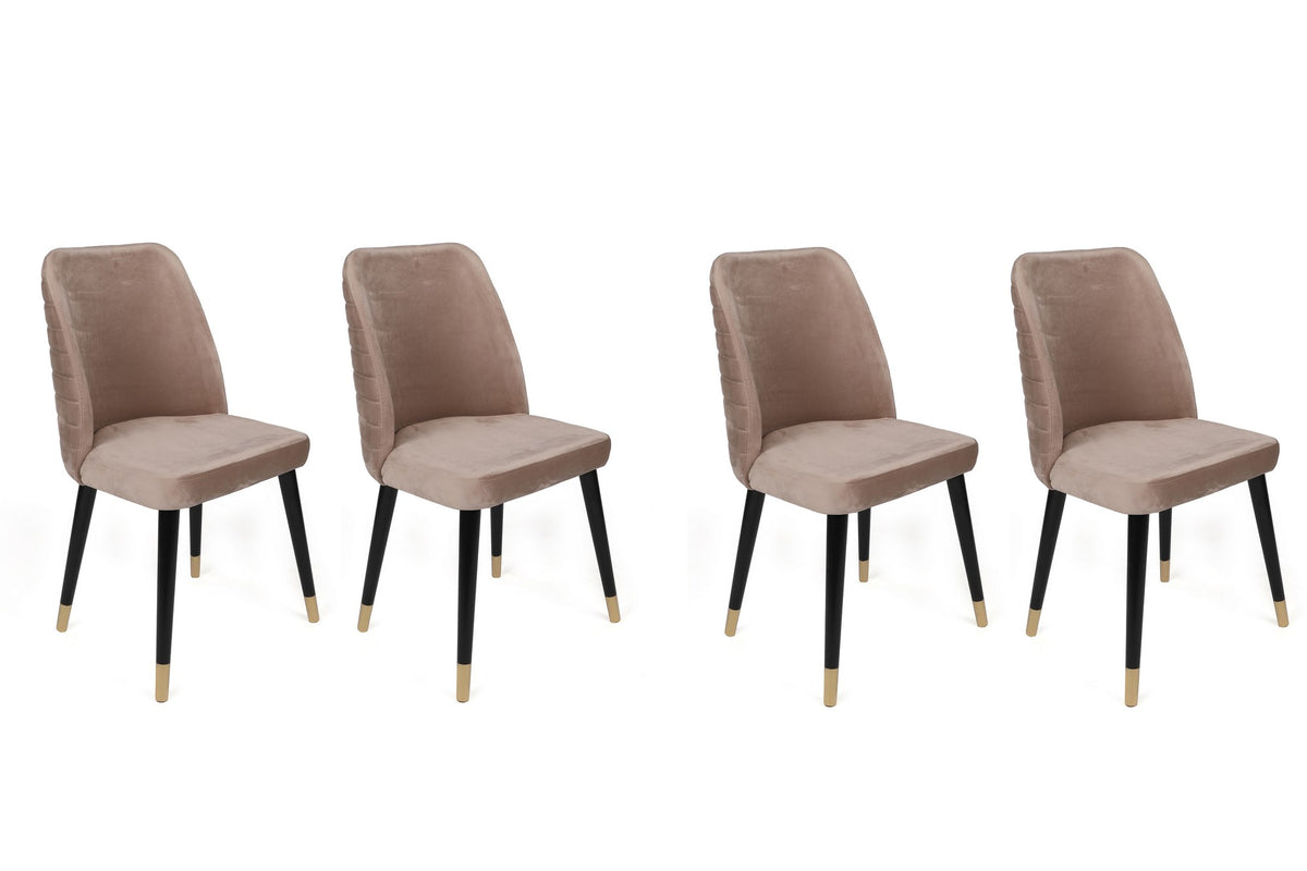 Set of 4 Hugo 364 Velvet Dining Chairs in Beige, Black and Gold – product image 1